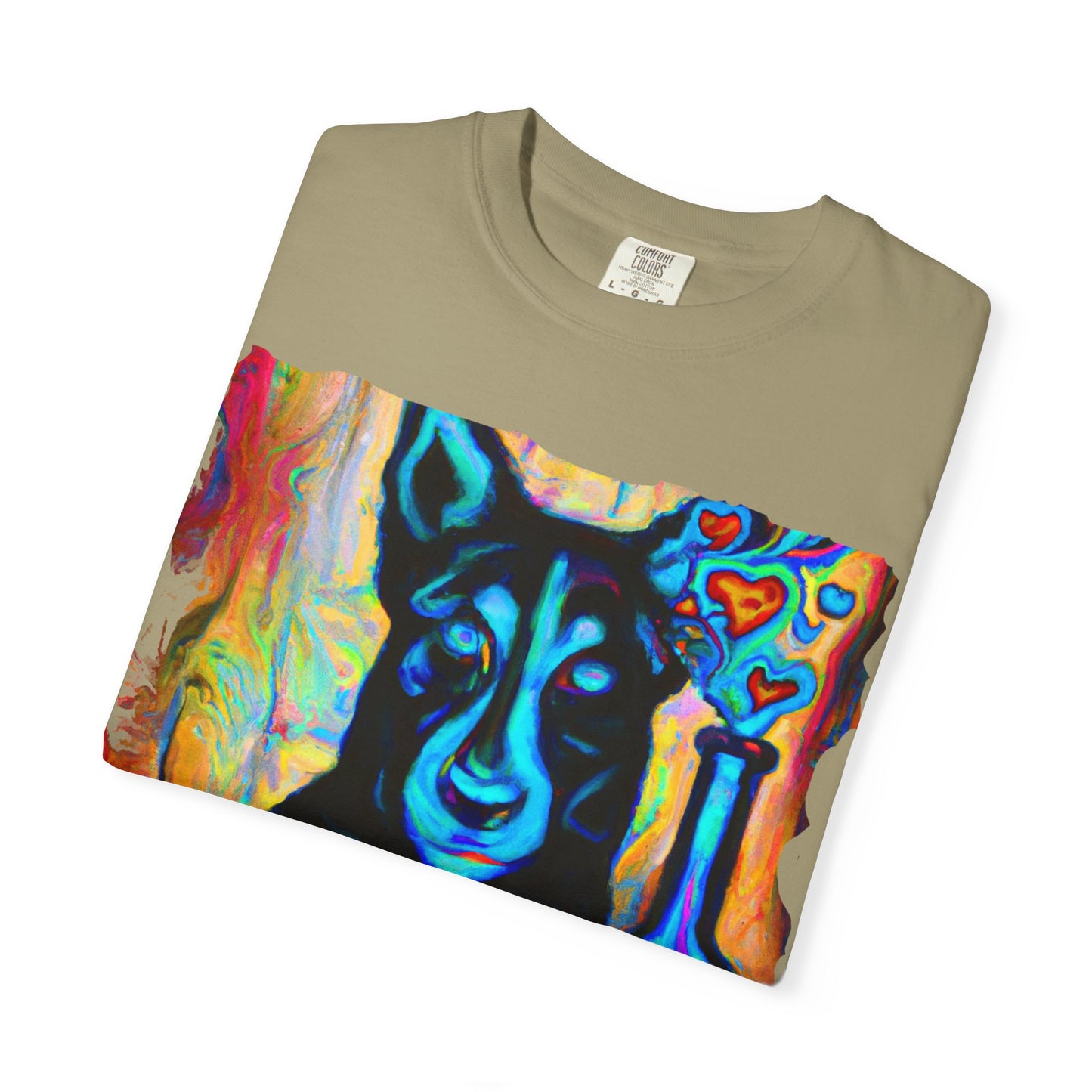 Colorful Husky Art T-Shirt — Vibrant Neon Dog Portrait Tee