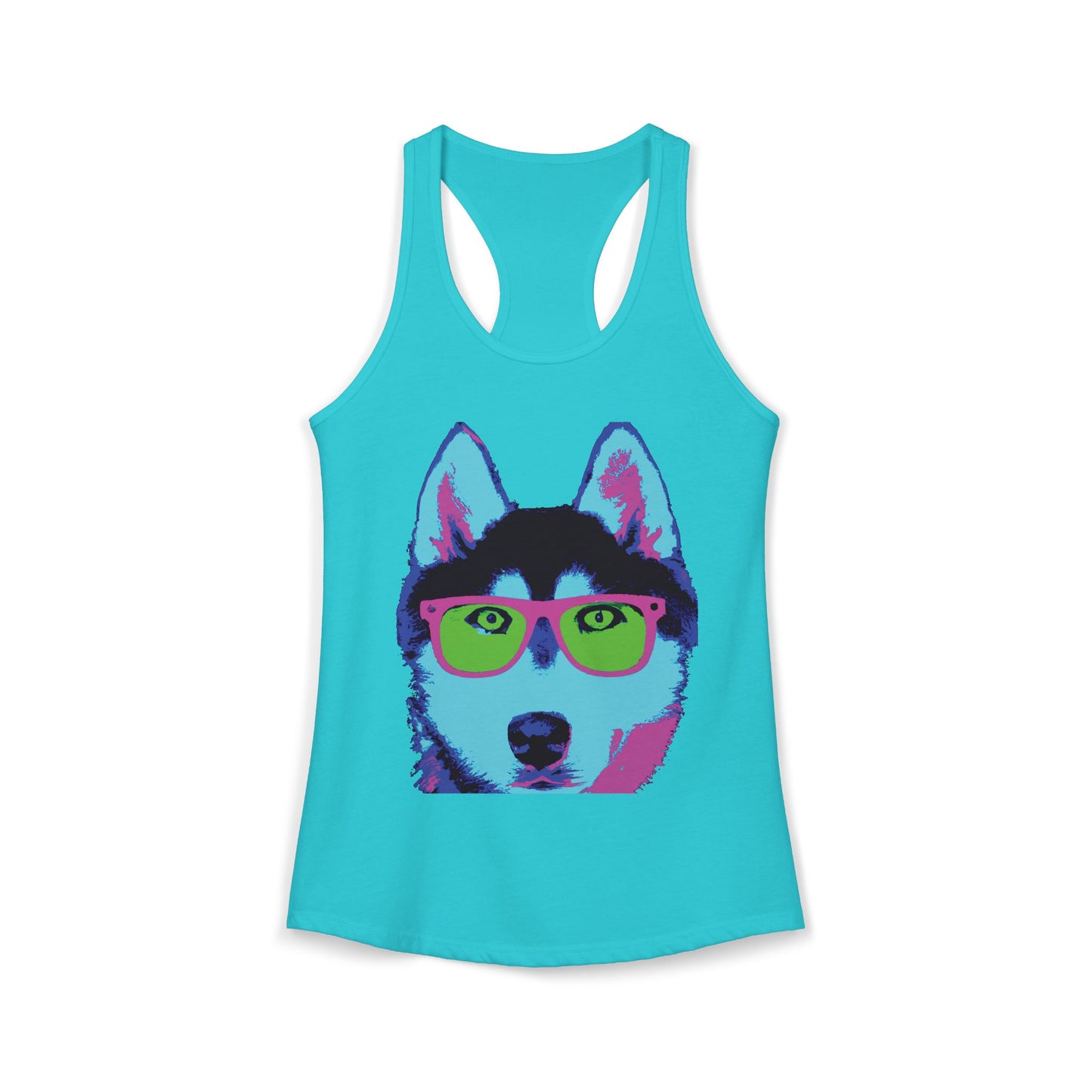 Husky with Cool Glasses Racerback Tank
