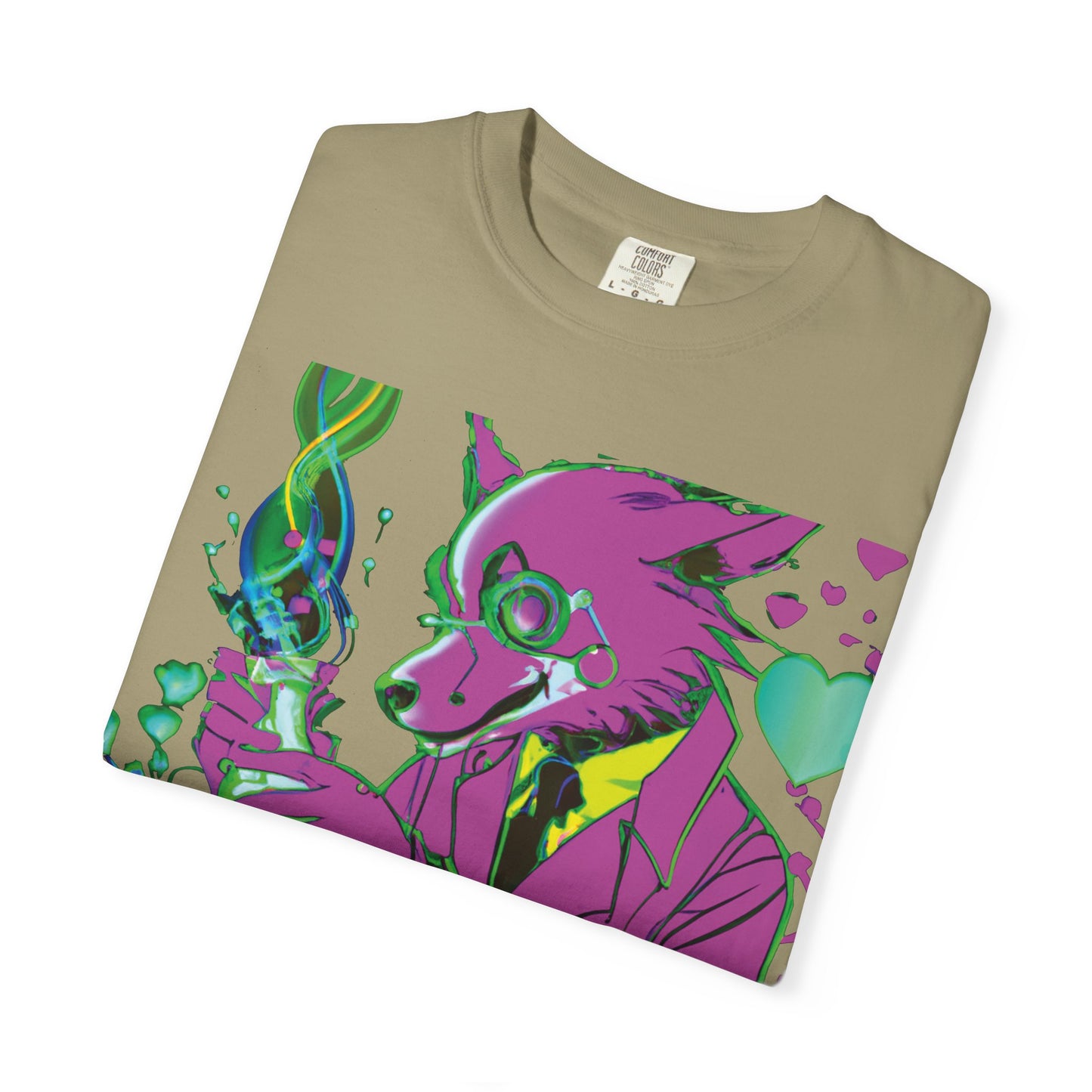 Wolf Chemist Graphic T-Shirt — Neon Vibe Animal Scientist Tee