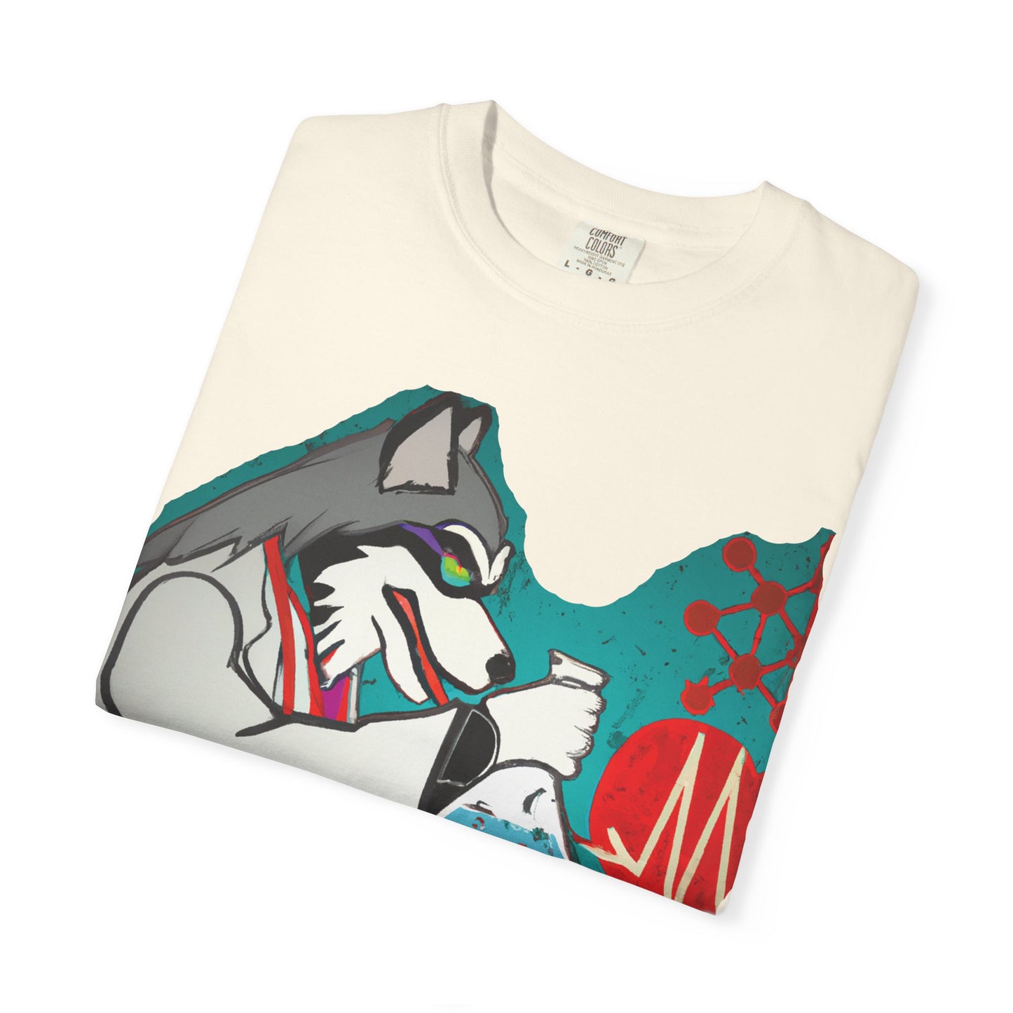 Scientist Wolf Graphic T-Shirt — 'PLUROUT.com' Back Print