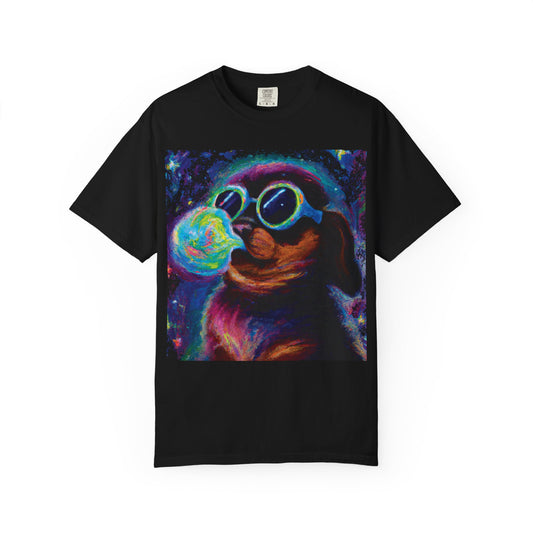 Psychedelic Dachshund T-Shirt — Retro Dog with Bubble Sunglasses