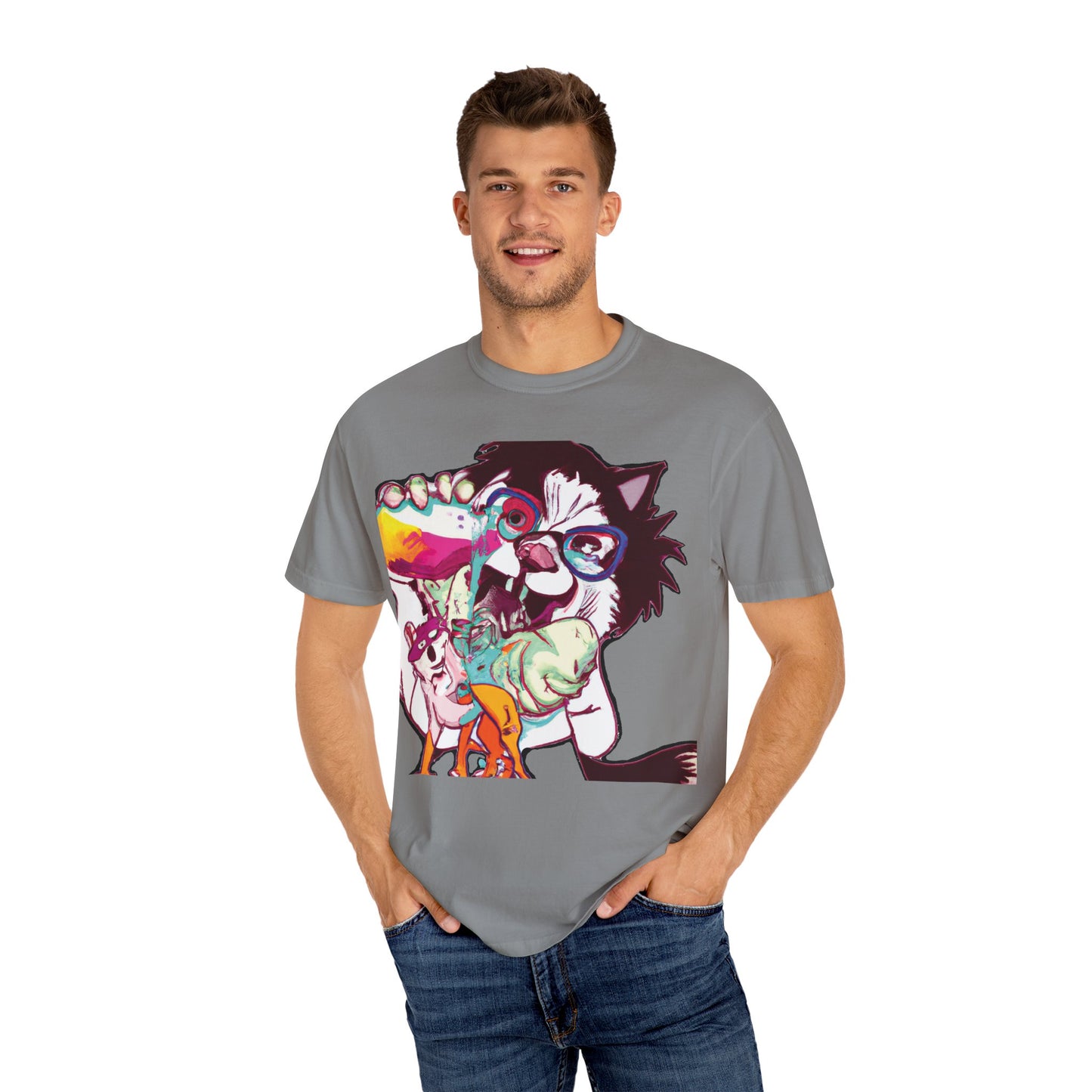 Colorful Punk Cat & Dog Illustration (PlurOut Back Print)