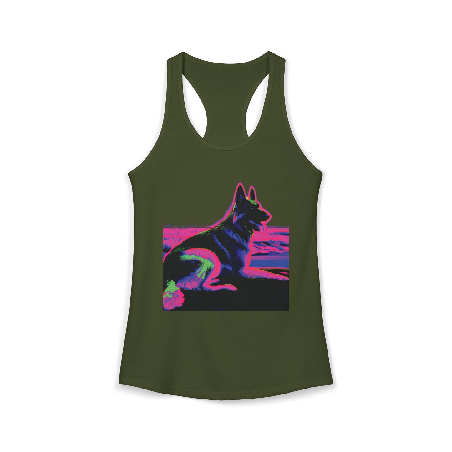 German Shepherd Beach Tank — Women's Racerback "80" Design