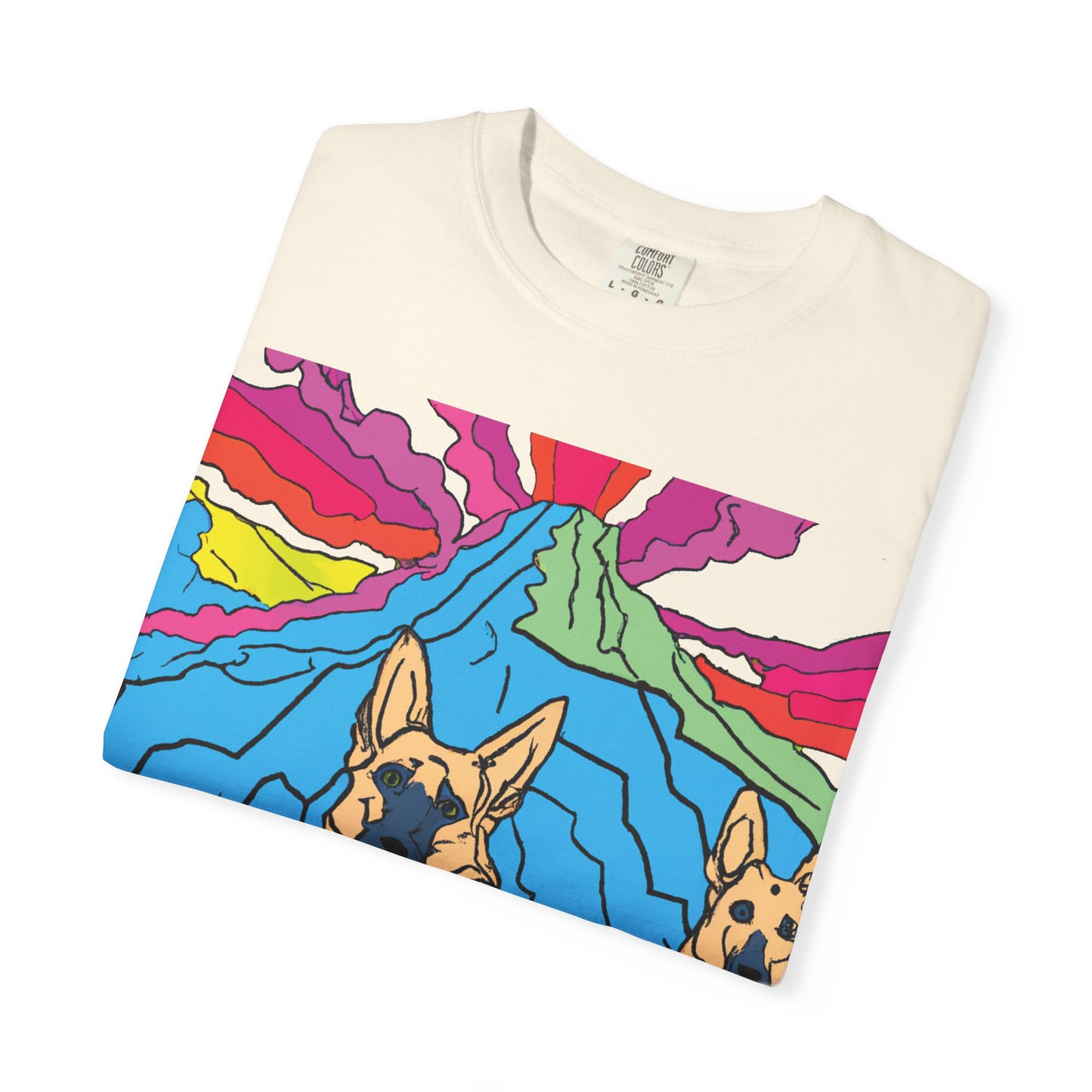 German Shepherds Retro Sunset T-Shirt — PLuROuT.com Graphic Tee