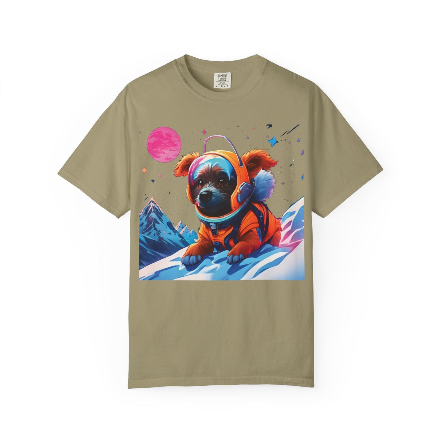Astronaut Pug T-Shirt — Cute Space Dog Graphic Tee with PLUROUT.com Back Print
