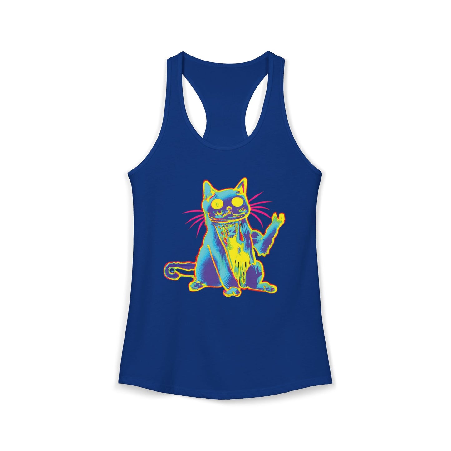 Trippy Cat 'Hi' Racerback Tank — Women's Graphic Tank Top