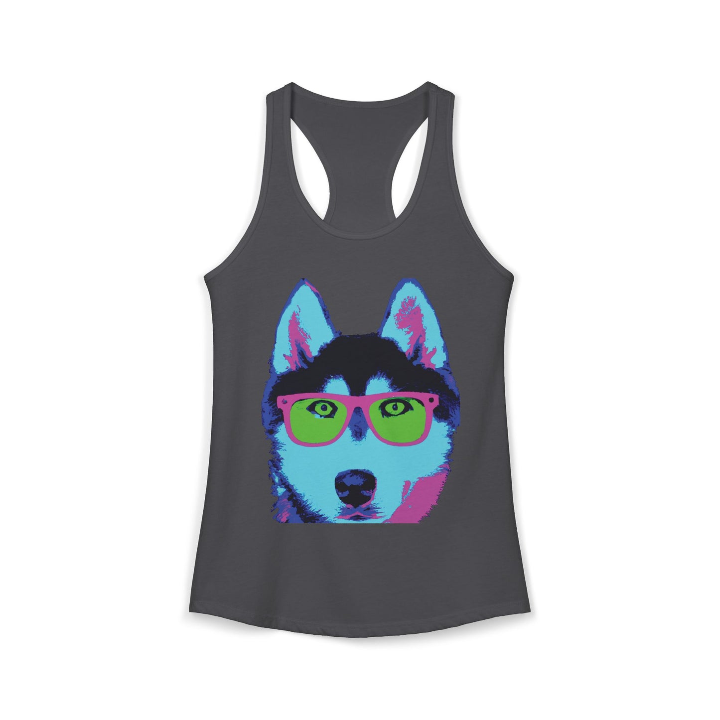 Husky with Cool Glasses Racerback Tank