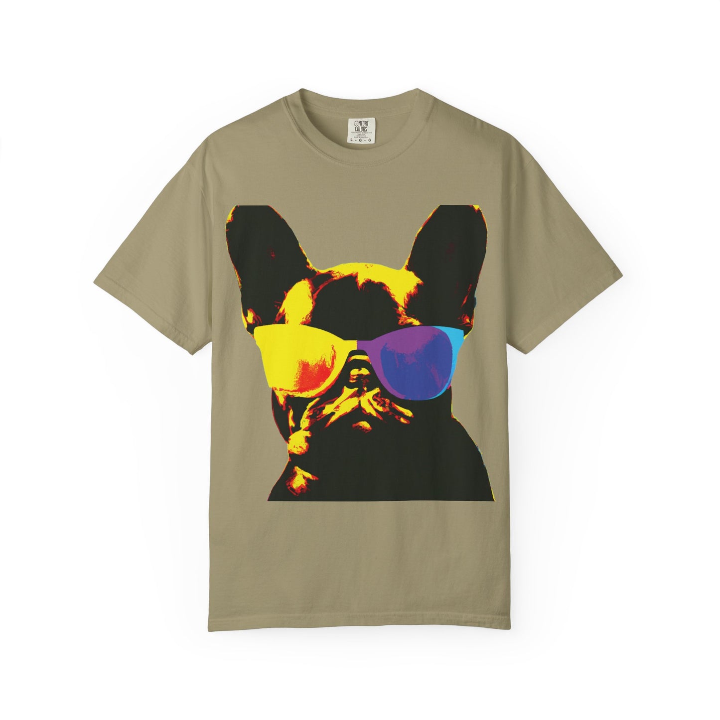Colorful Sunglasses French Bulldog Tee (PlurOut.com Back Print)