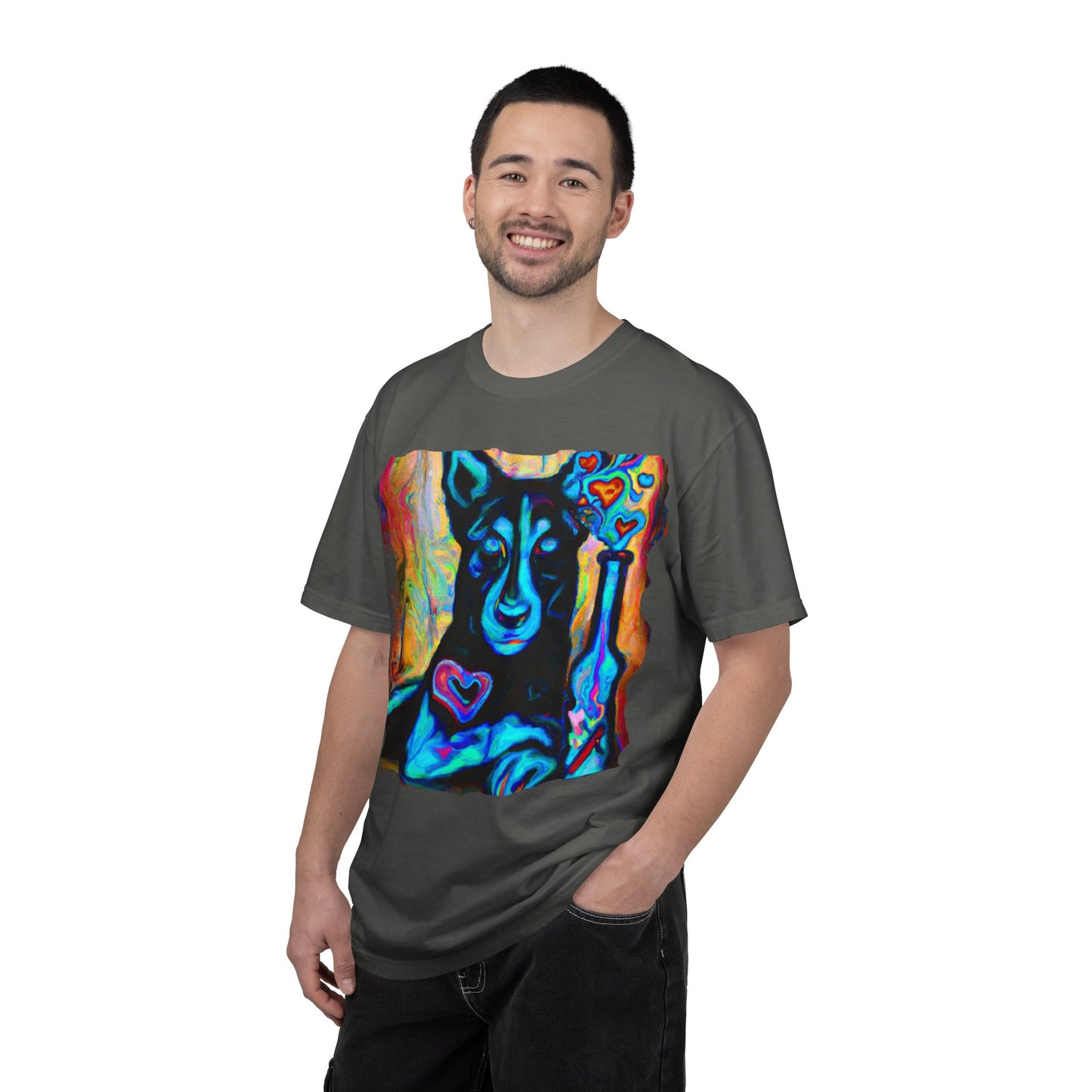 Colorful Husky Art T-Shirt — Vibrant Neon Dog Portrait Tee