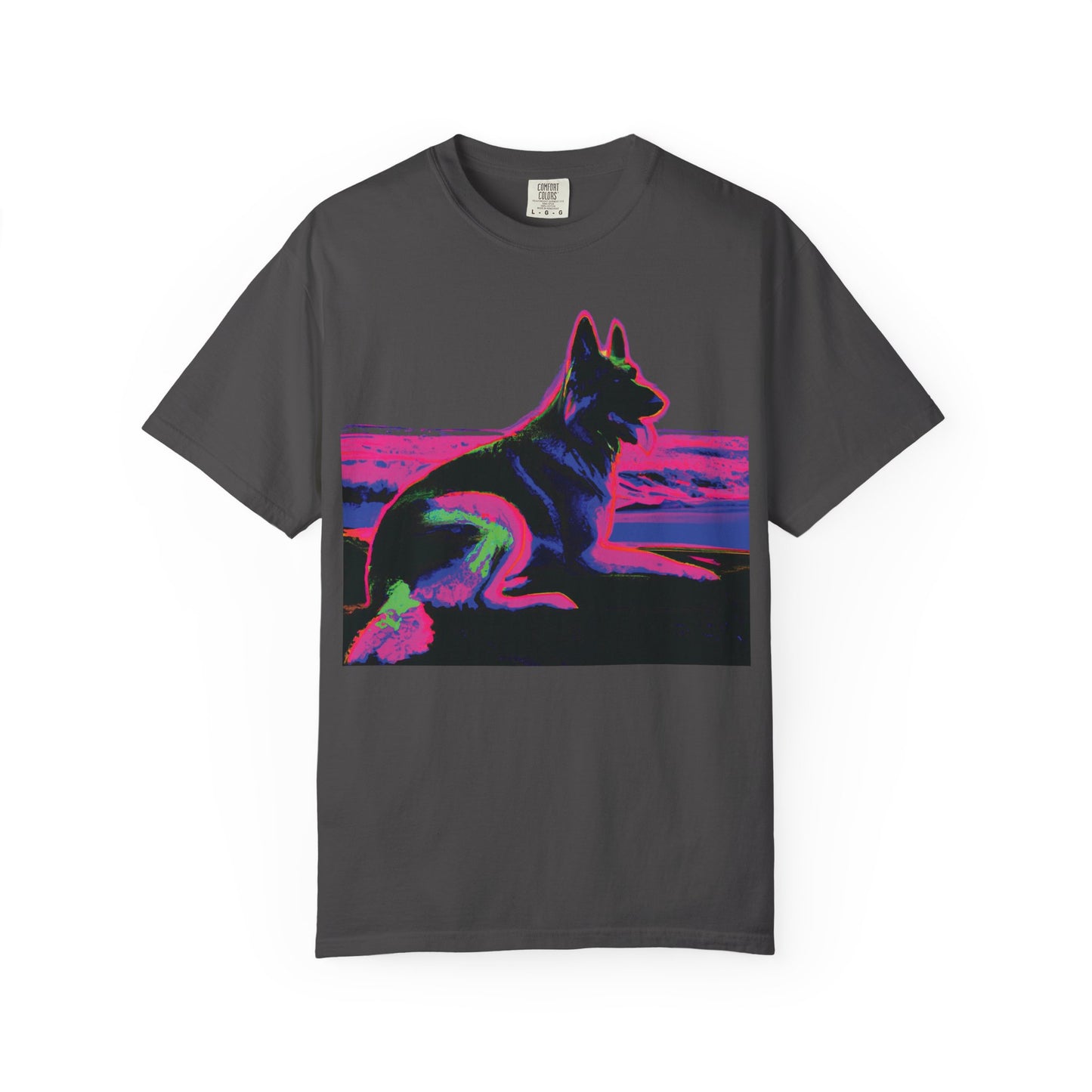 German Shepherd Sunset T-Shirt — Neon Pop Dog Graphic Tee