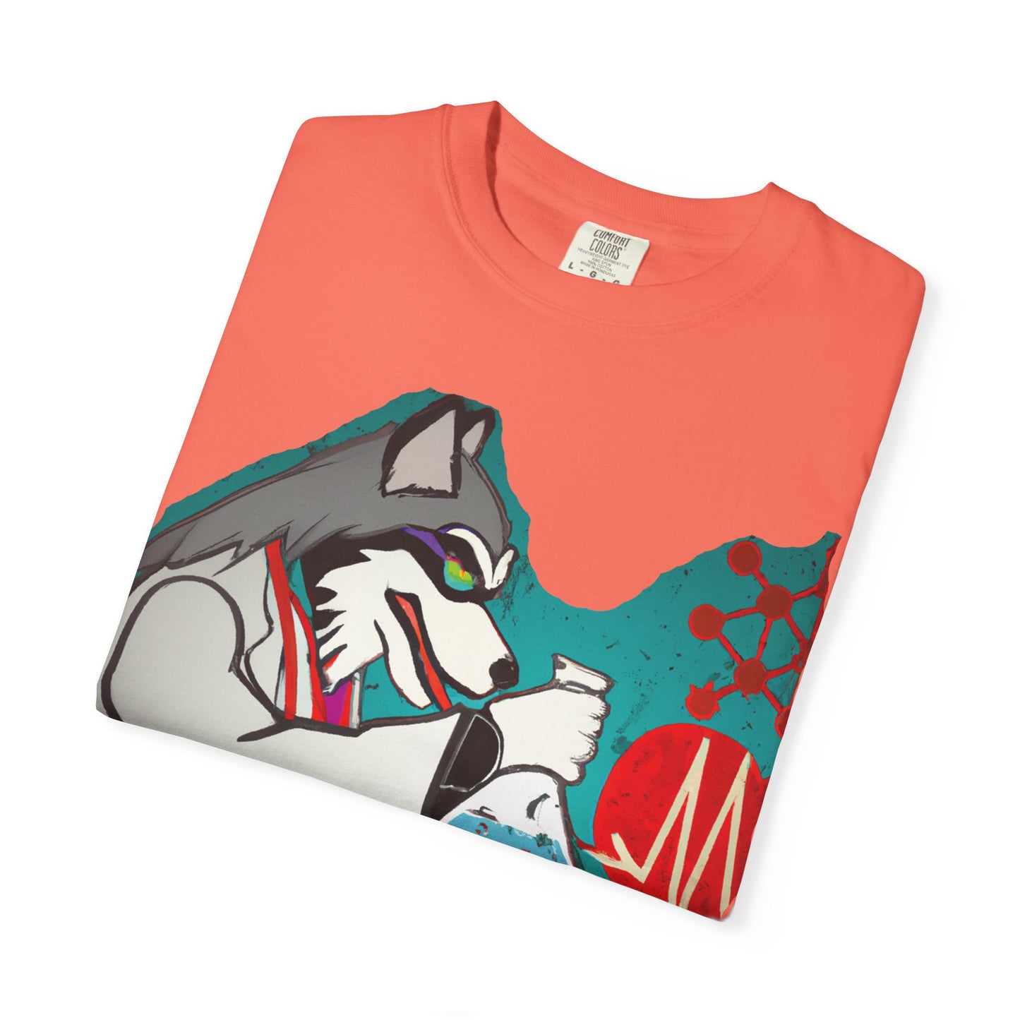 Scientist Wolf Graphic T-Shirt — 'PLUROUT.com' Back Print