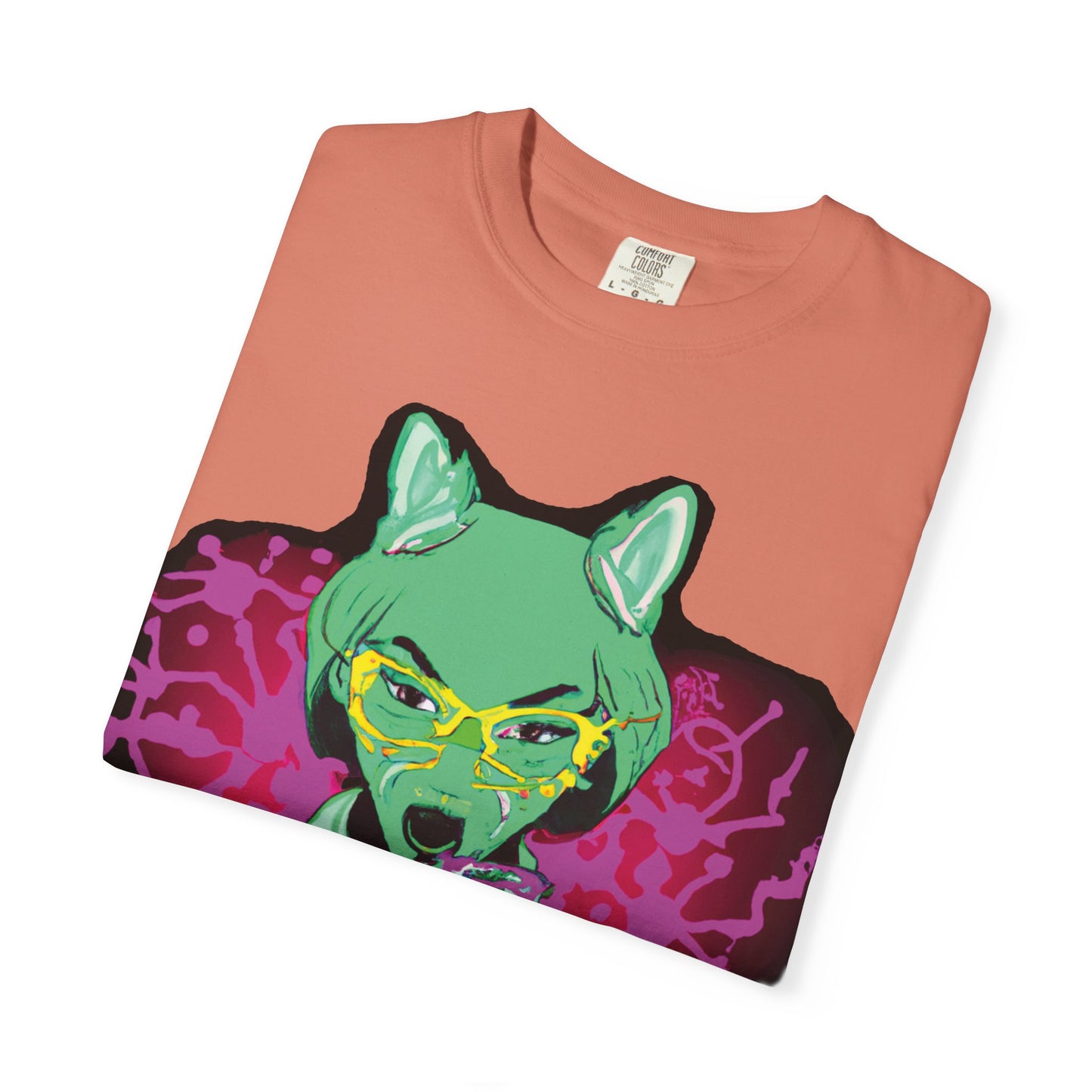 Psychedelic Fox Chemist T-Shirt — Green Fox with Beaker Graphic