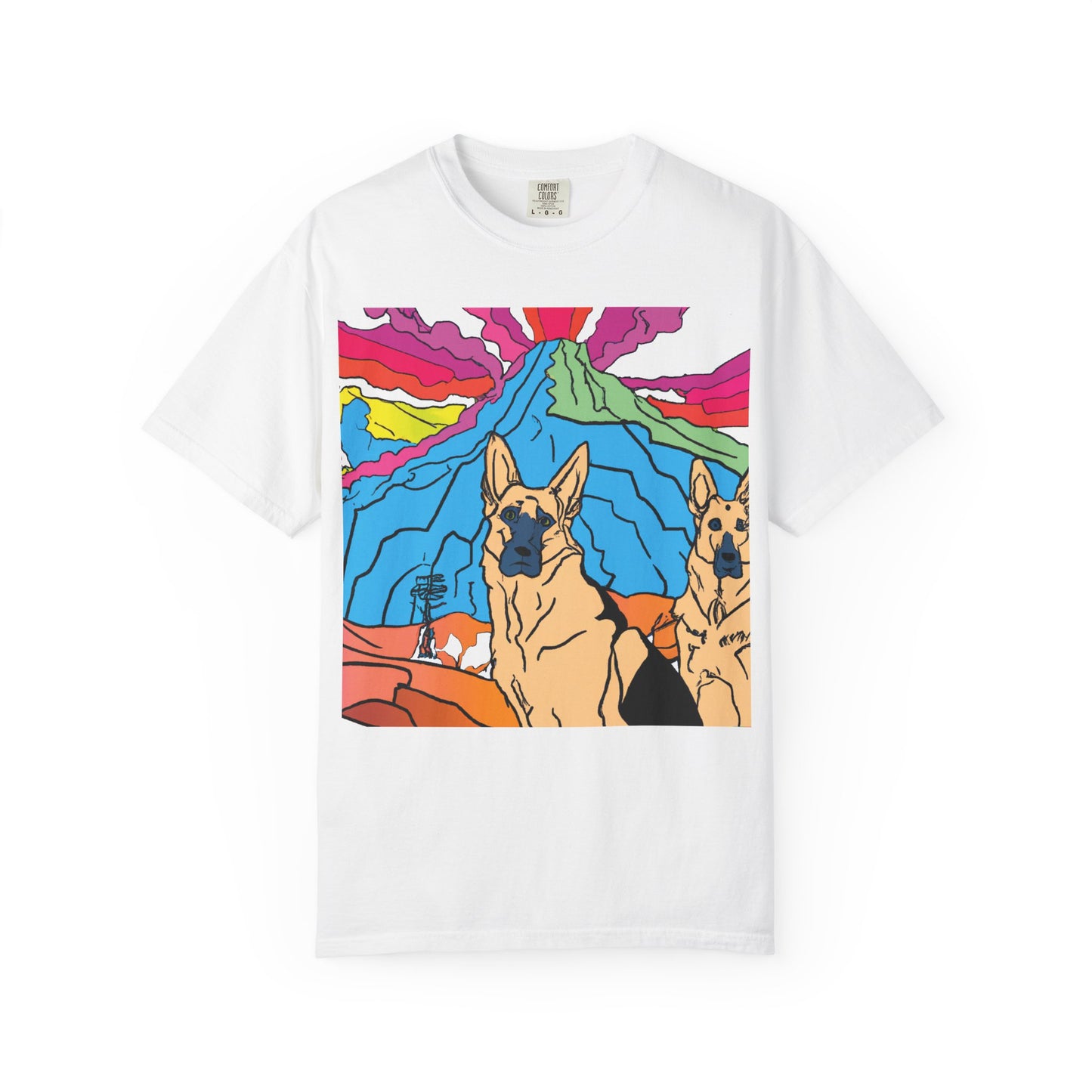 German Shepherds Retro Sunset T-Shirt — PLuROuT.com Graphic Tee