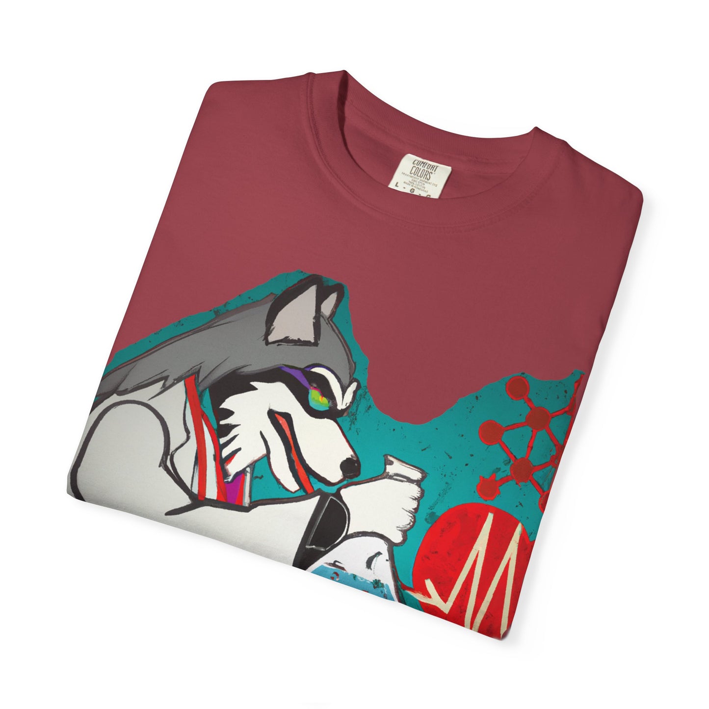 Scientist Wolf Graphic T-Shirt — 'PLUROUT.com' Back Print