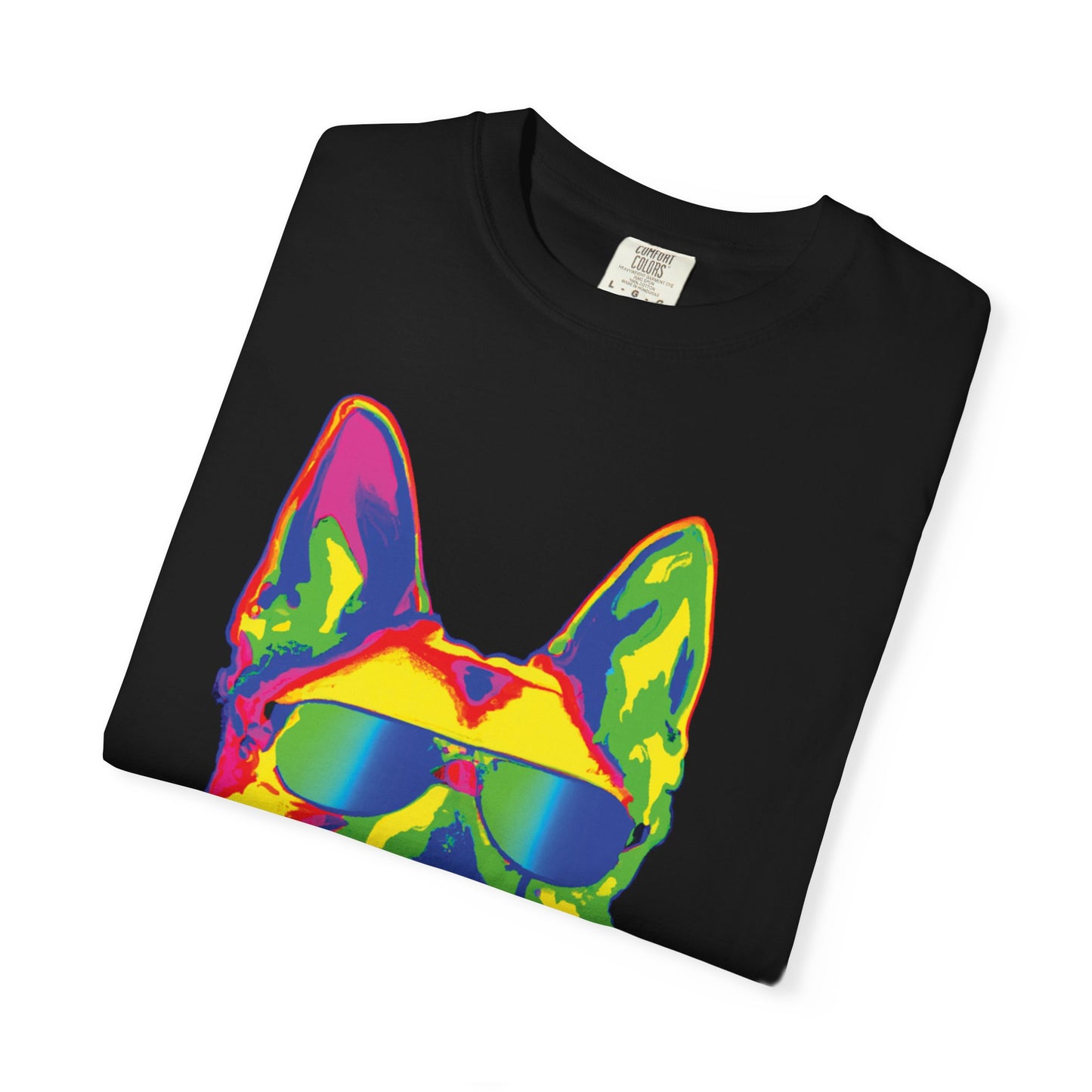 Retro Neon German Shepherd Tee — Cool Sunglasses Dog Graphic T-Shirt