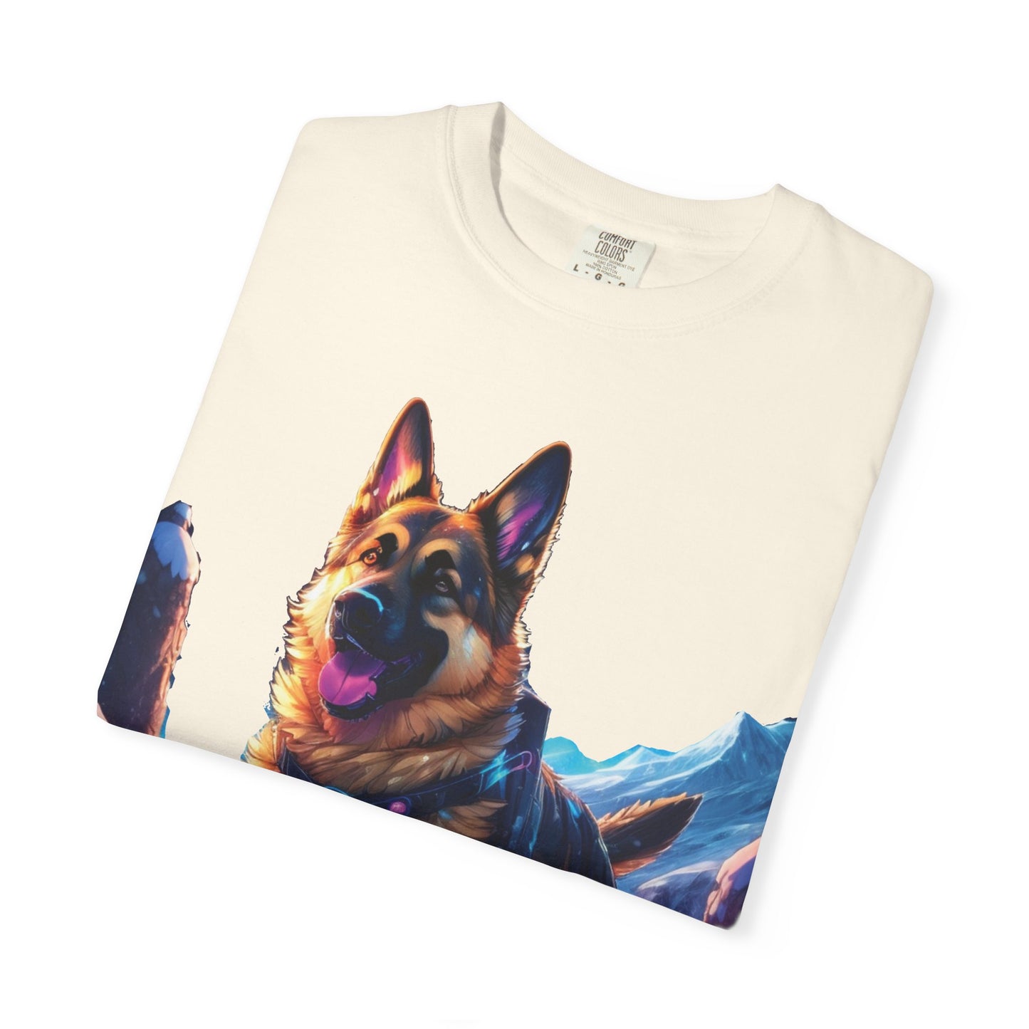 German Shepherd Mountain Tee — Vibrant Dog Graphic T-Shirt