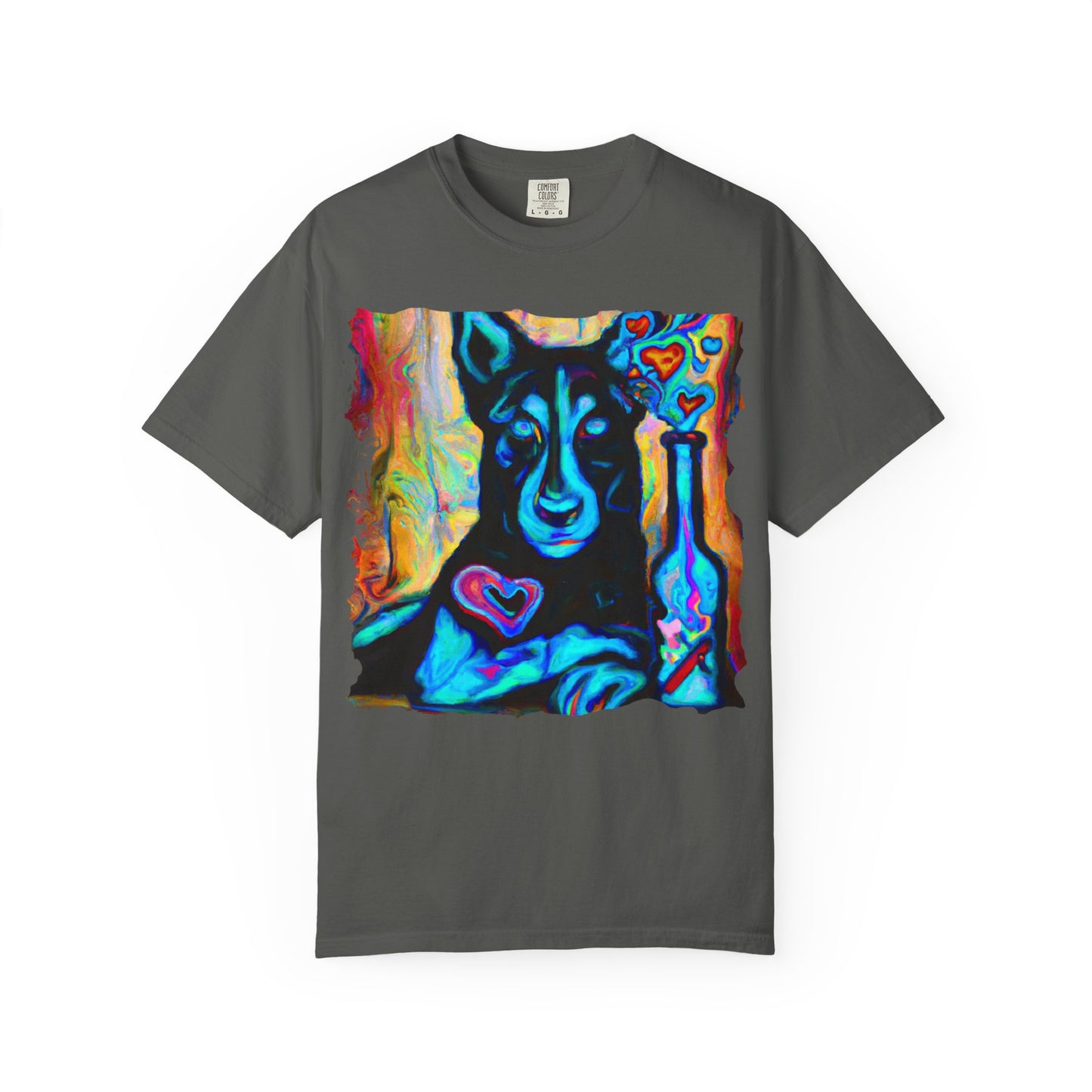 Colorful Husky Art T-Shirt — Vibrant Neon Dog Portrait Tee