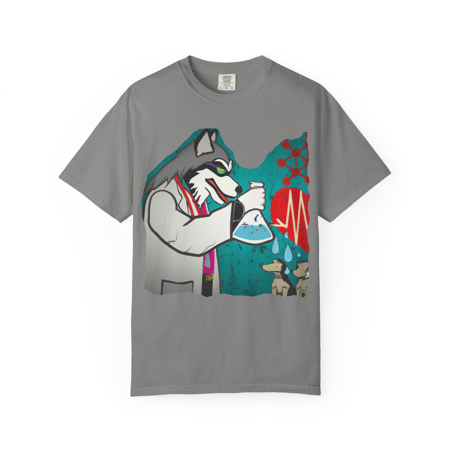 Scientist Wolf Graphic T-Shirt — 'PLUROUT.com' Back Print