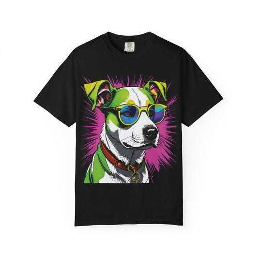 Graphic Dog T-Shirt — Colorful Sunglasses Pup Tee