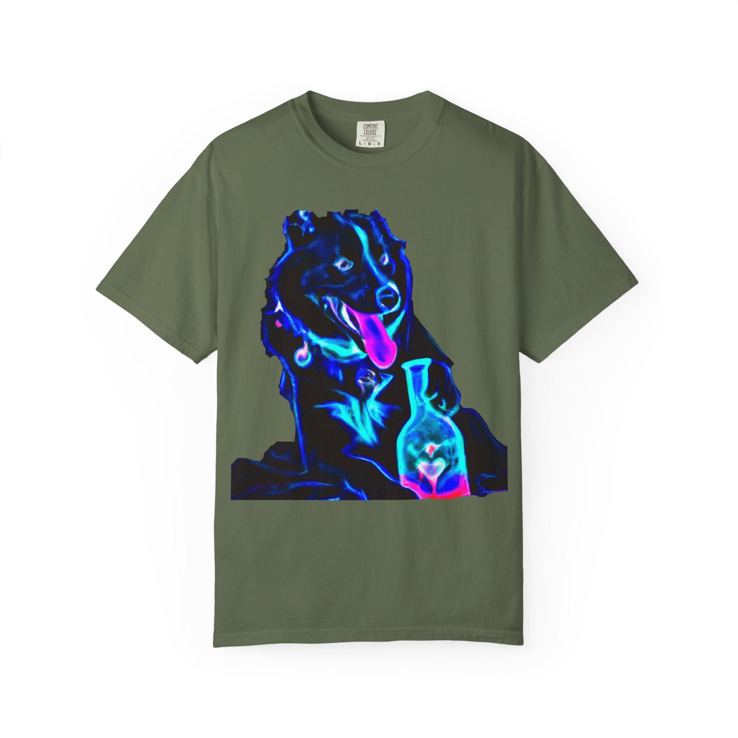 Neon Aura Dog T-Shirt — Vibrant Psychedelic Pup Graphic Tee