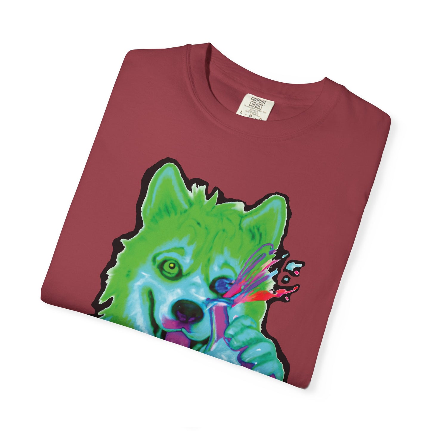 Chemist Wolf Graphic T-Shirt — Green Cartoon Animal Lab Art