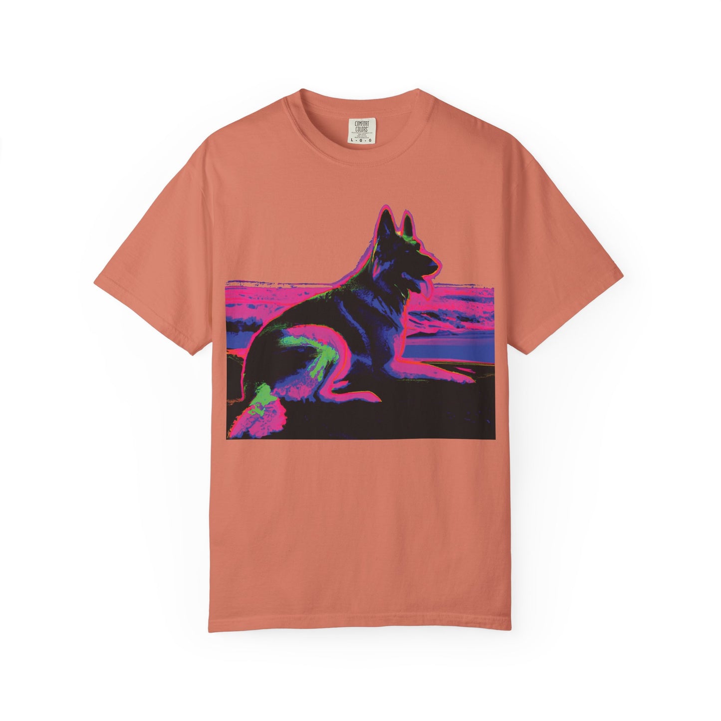 German Shepherd Sunset T-Shirt — Neon Pop Dog Graphic Tee