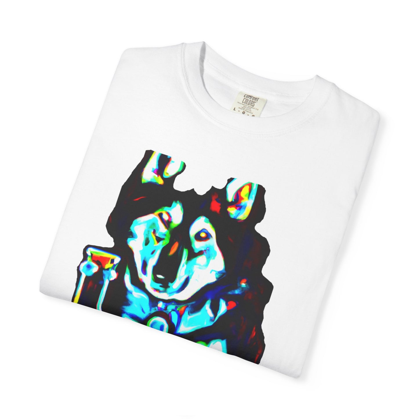 Psychedelic Husky T-Shirt — Colorful Neon Dog Graphic Tee