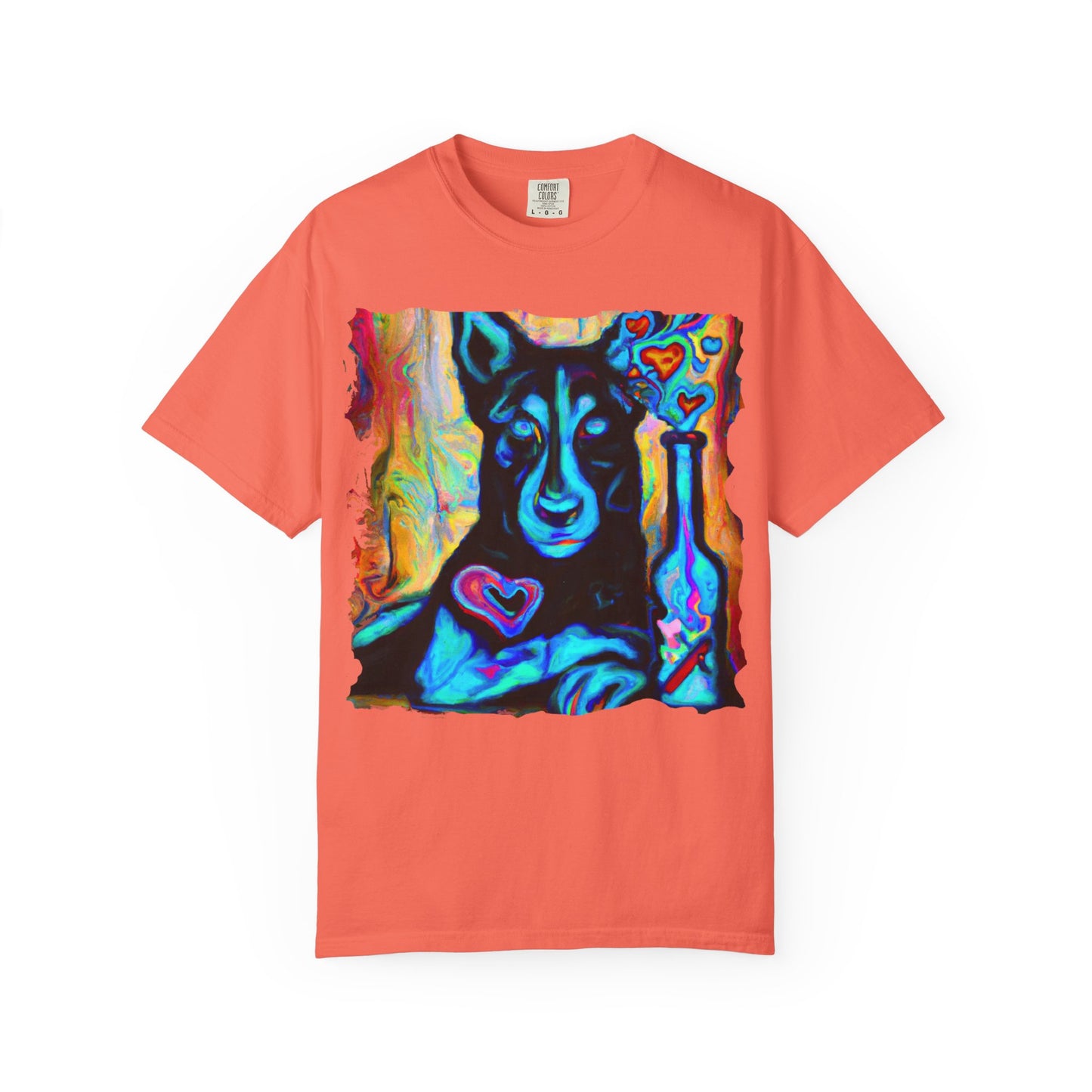 Colorful Husky Art T-Shirt — Vibrant Neon Dog Portrait Tee
