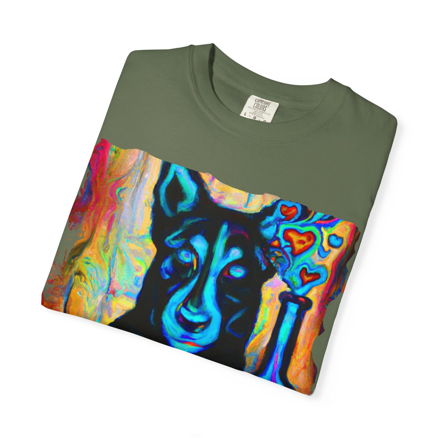 Colorful Husky Art T-Shirt — Vibrant Neon Dog Portrait Tee