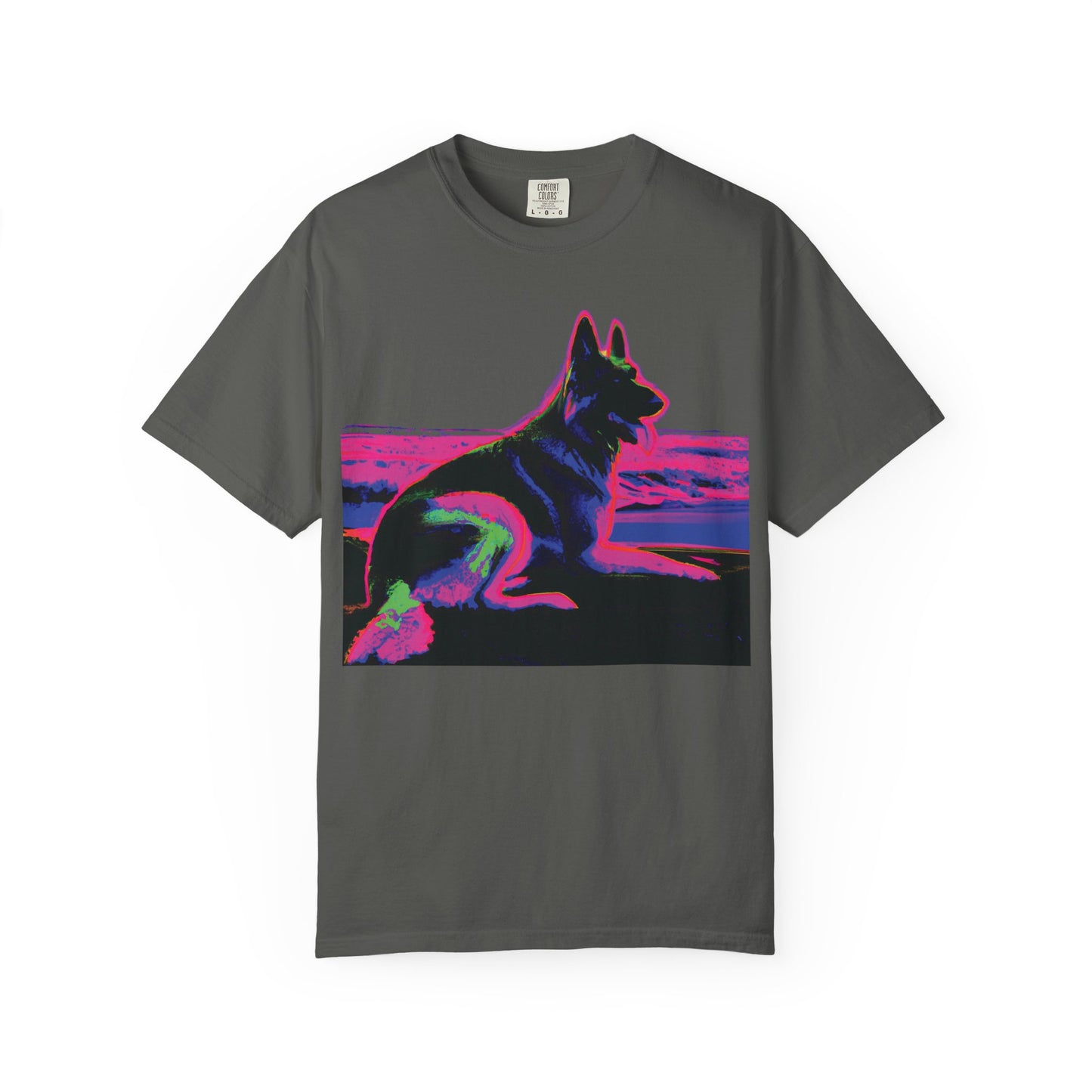 German Shepherd Sunset T-Shirt — Neon Pop Dog Graphic Tee
