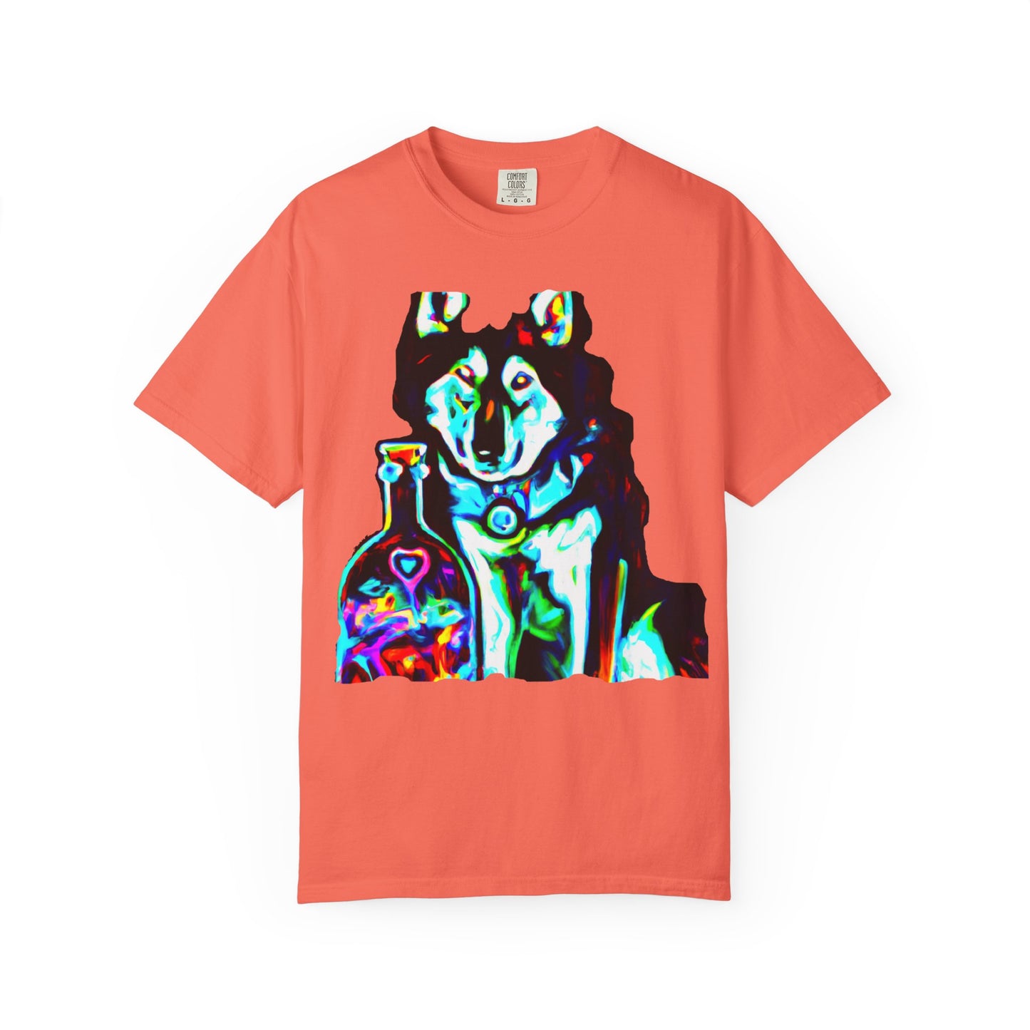 Psychedelic Husky T-Shirt — Colorful Neon Dog Graphic Tee