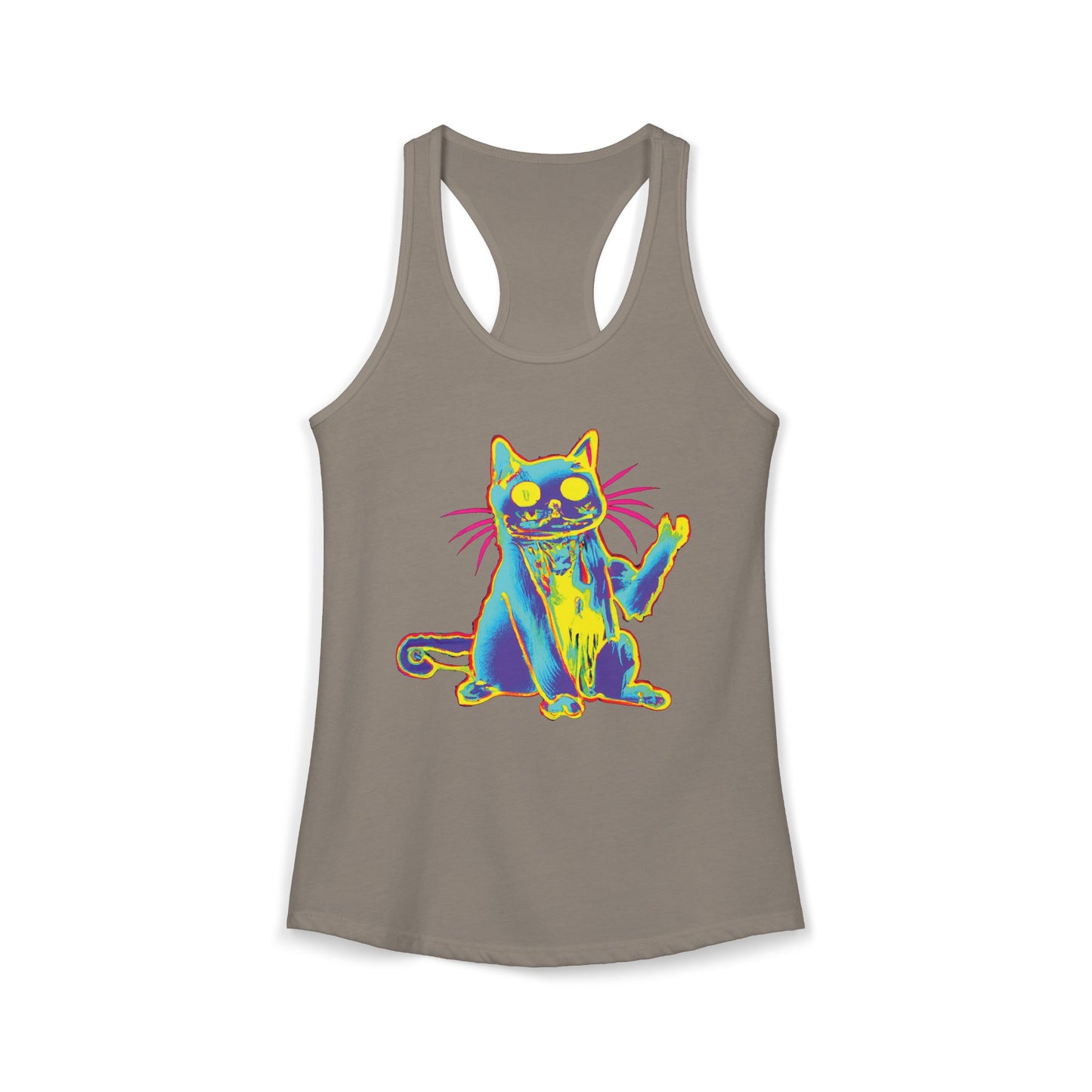 Trippy Cat 'Hi' Racerback Tank — Women's Graphic Tank Top