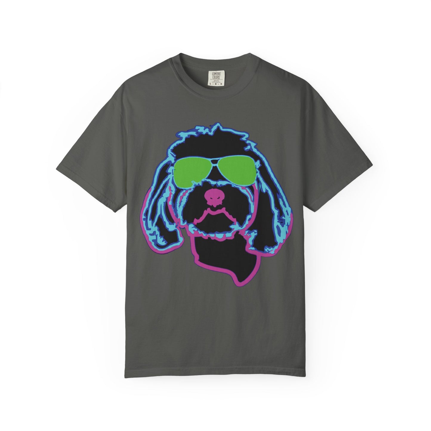 Retro Neon Dog T-Shirt — Cool Pup Sunglasses Graphic Tee