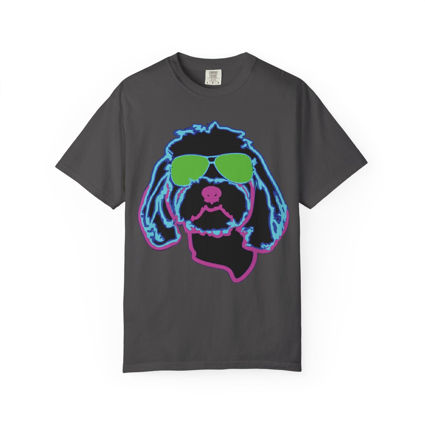 Retro Neon Dog T-Shirt — Cool Pup Sunglasses Graphic Tee