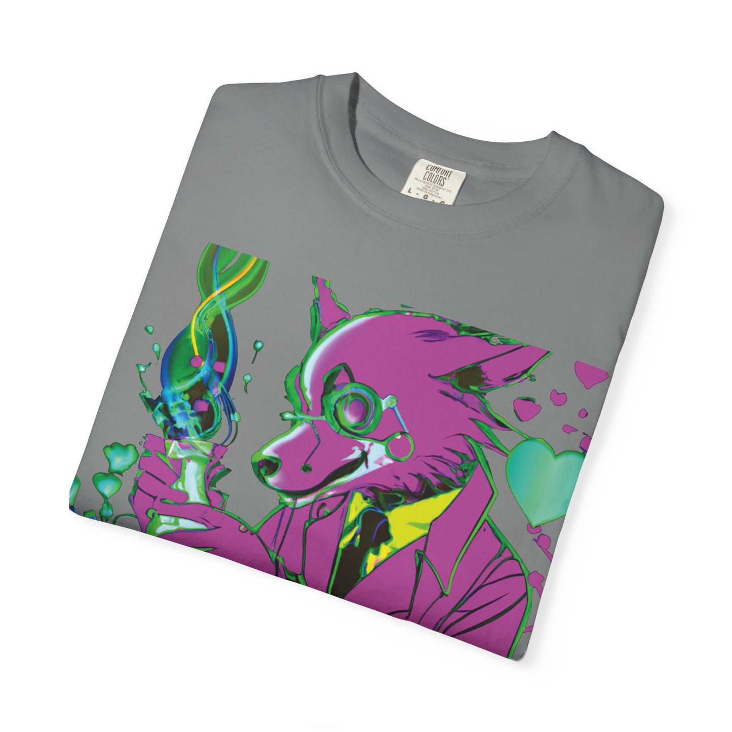 Wolf Chemist Graphic T-Shirt — Neon Vibe Animal Scientist Tee
