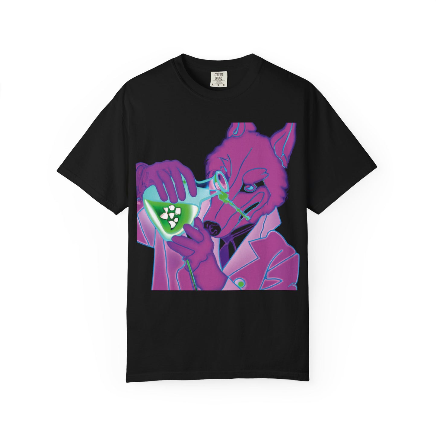 Chemist Fox Graphic T-Shirt — Retro Neon Scientist Design