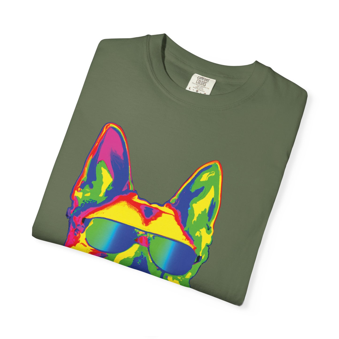 Retro Neon German Shepherd Tee — Cool Sunglasses Dog Graphic T-Shirt