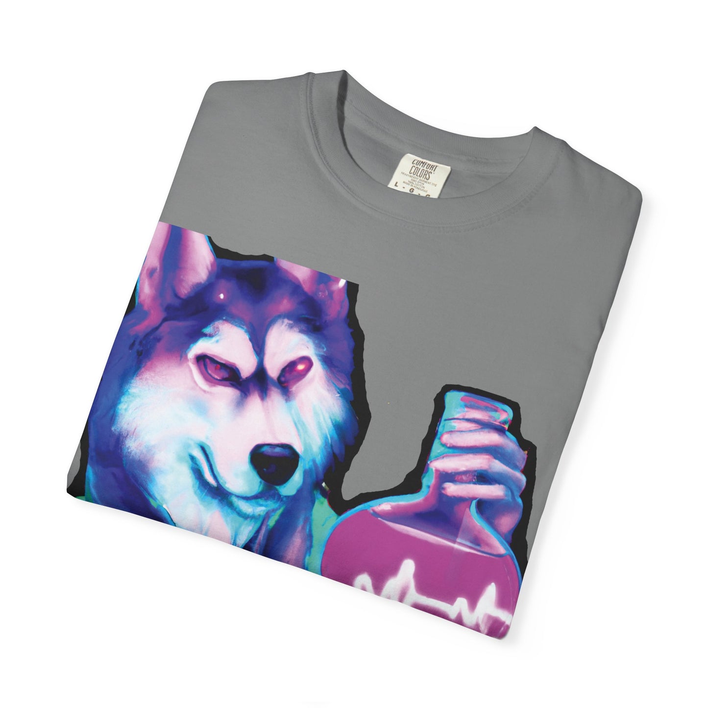 Husky Chemist T-Shirt — Neon Vial Heartbeat Graphic Tee