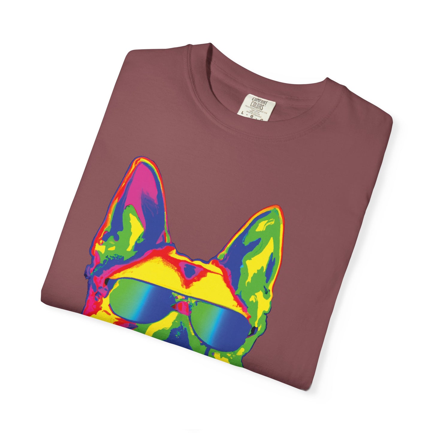 Retro Neon German Shepherd Tee — Cool Sunglasses Dog Graphic T-Shirt
