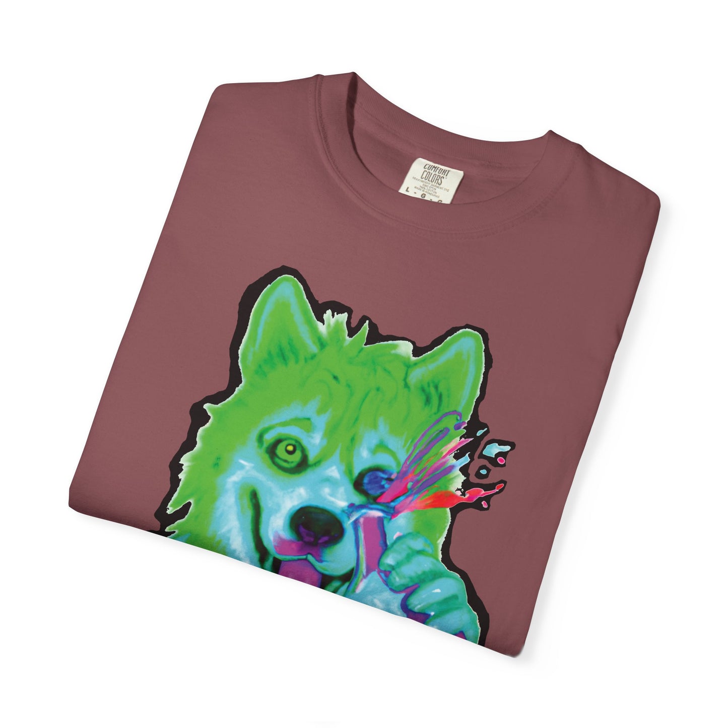 Chemist Wolf Graphic T-Shirt — Green Cartoon Animal Lab Art