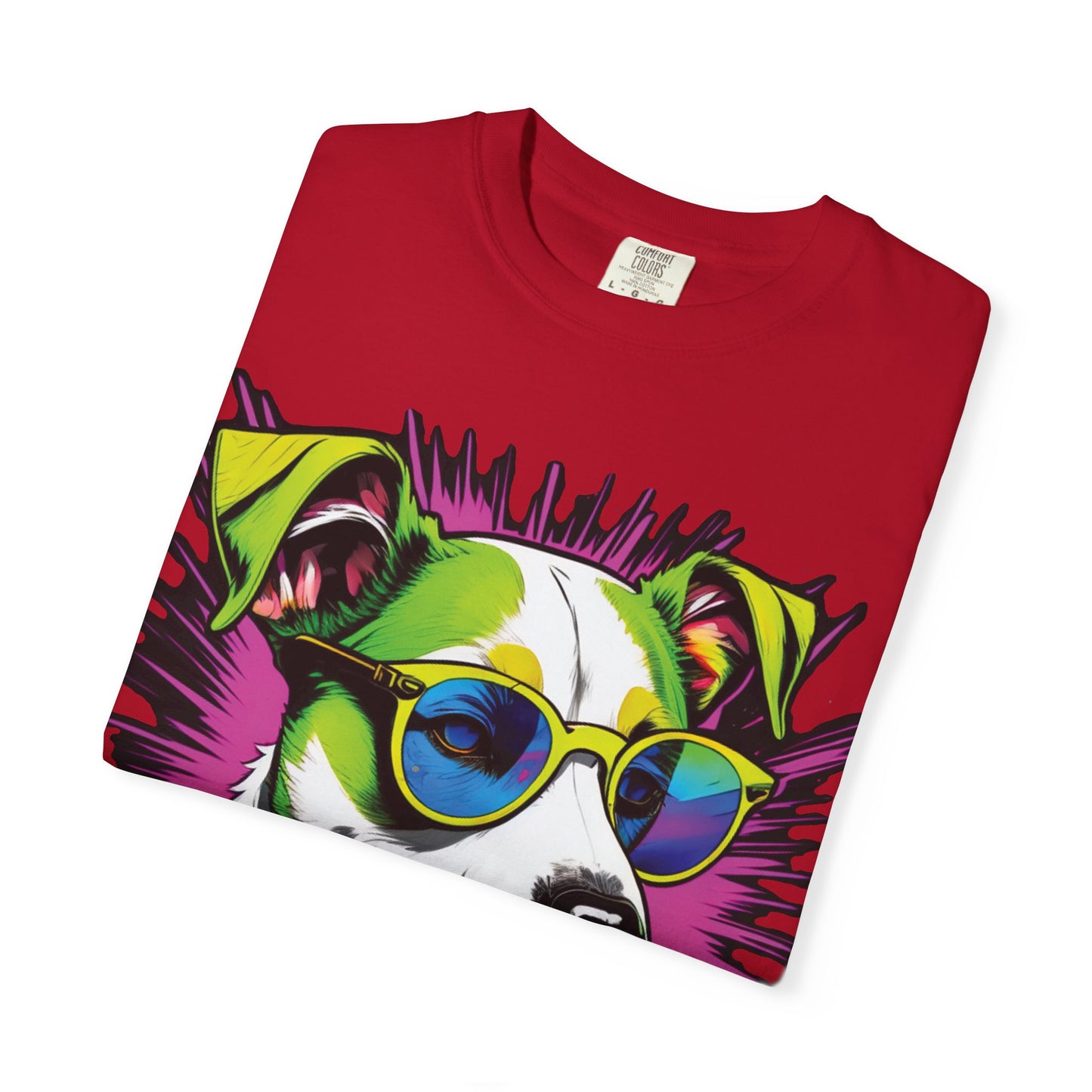 Graphic Dog T-Shirt — Colorful Sunglasses Pup Tee