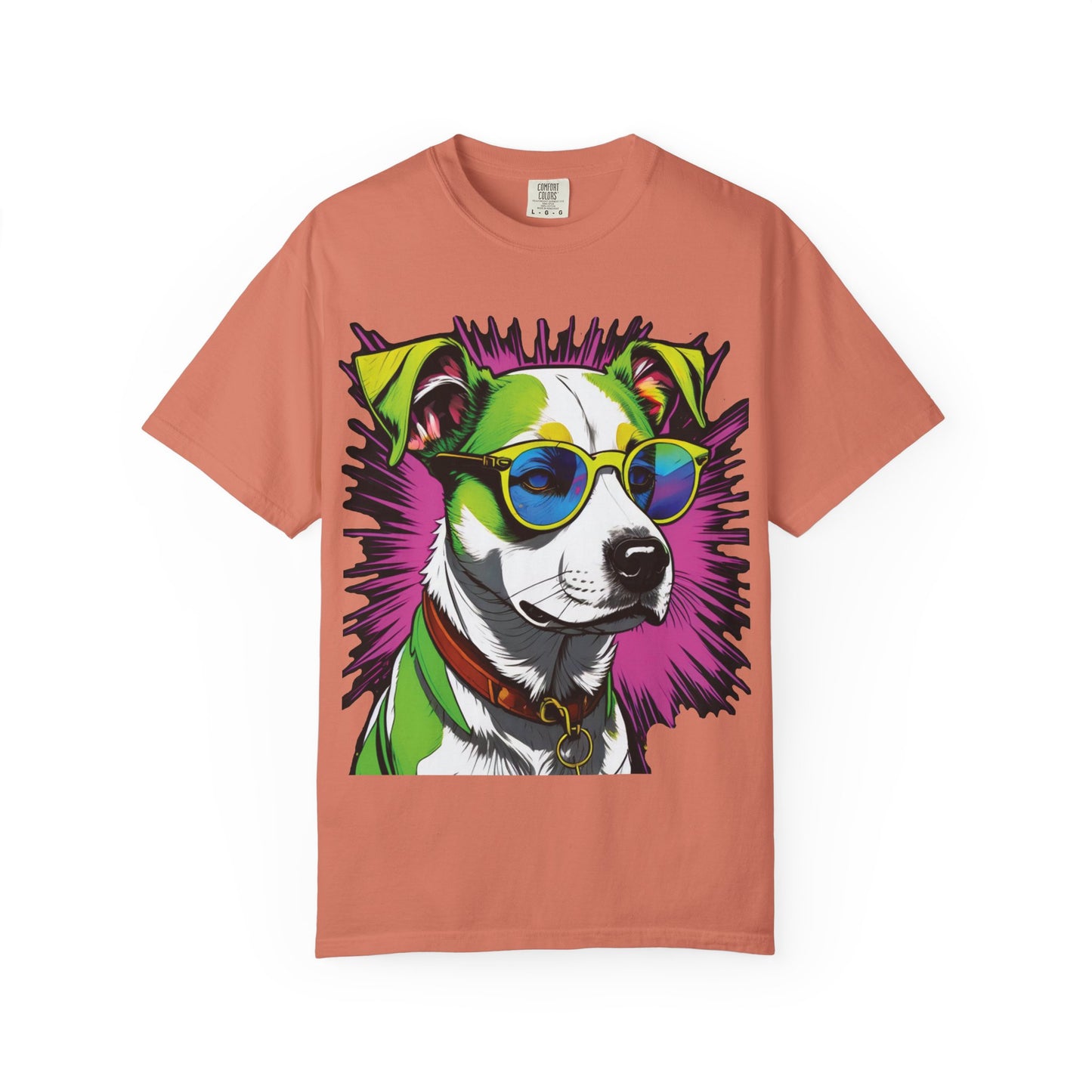 Graphic Dog T-Shirt — Colorful Sunglasses Pup Tee