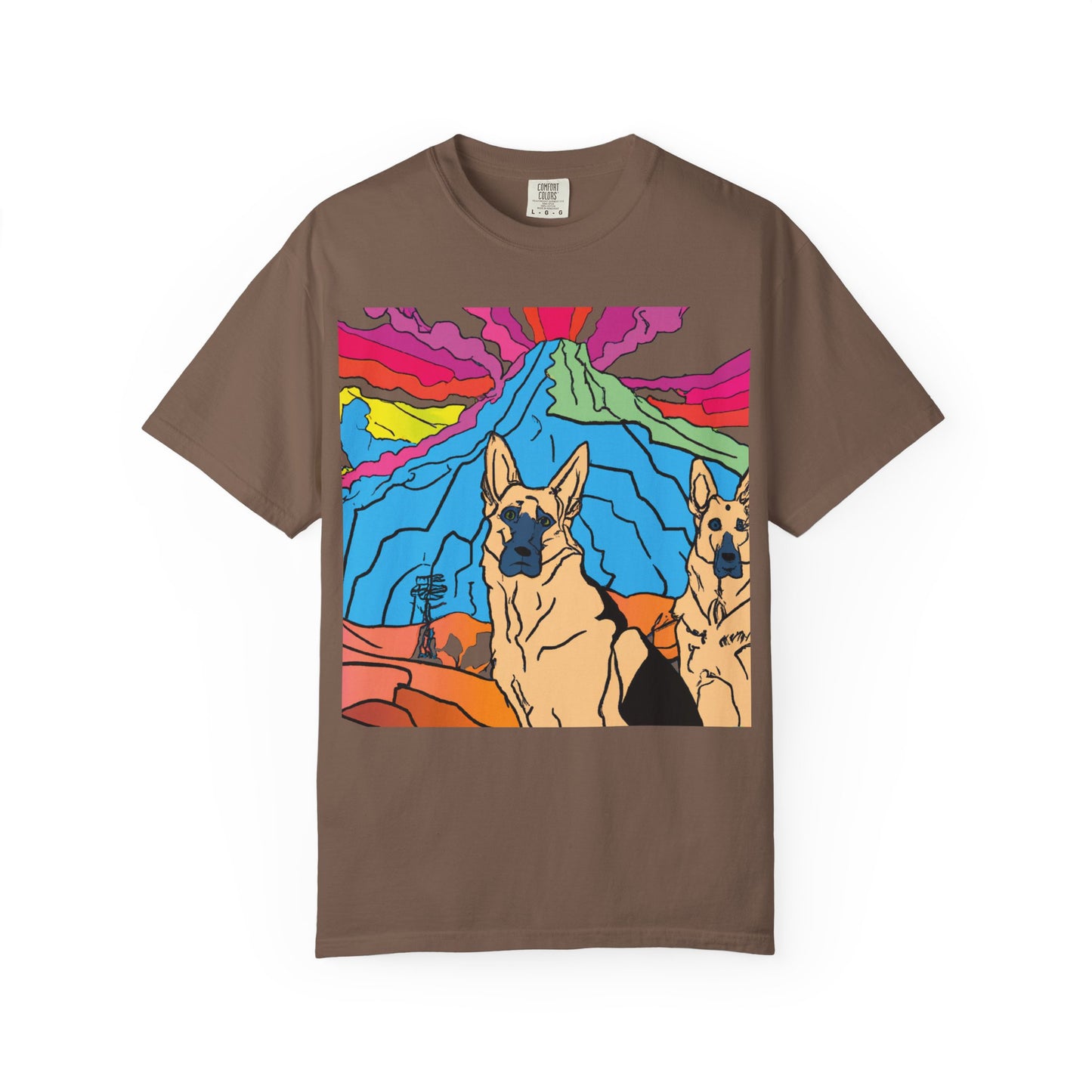German Shepherds Retro Sunset T-Shirt — PLuROuT.com Graphic Tee