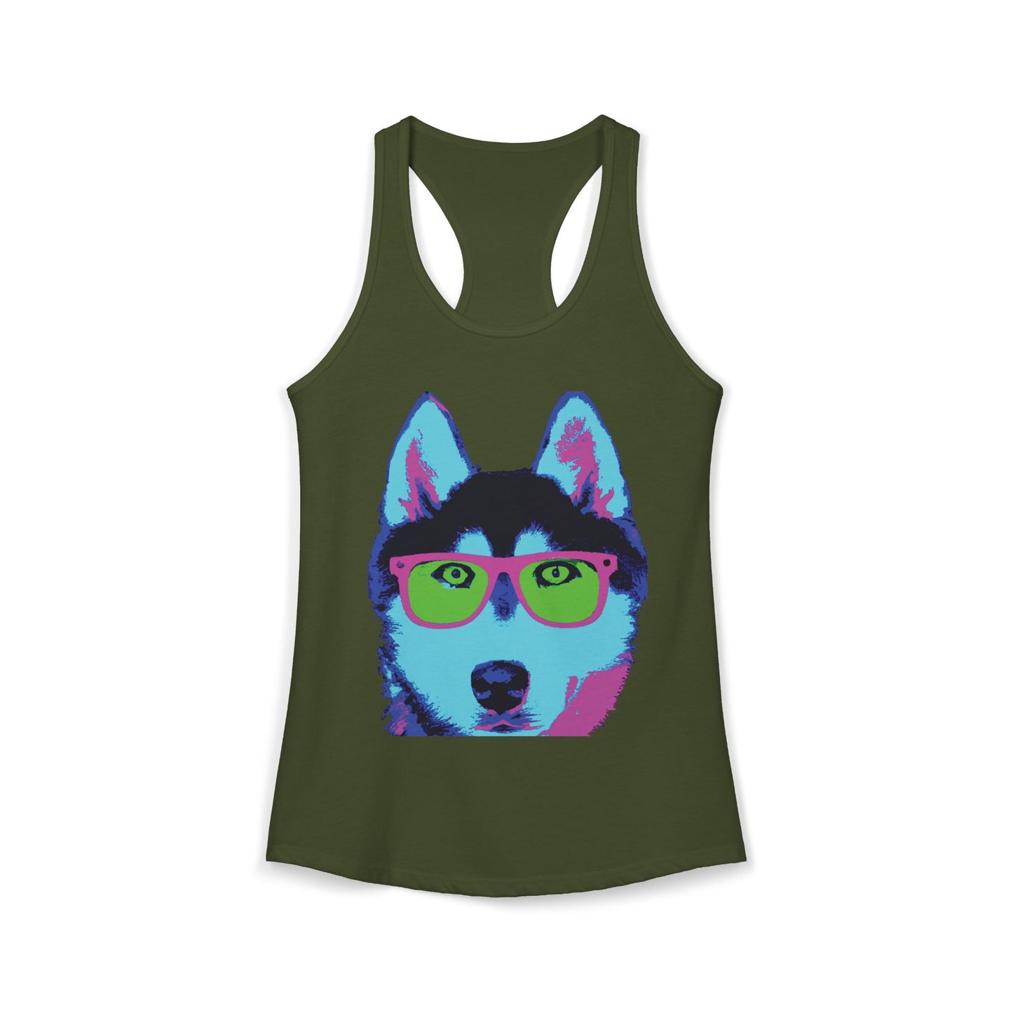 Husky with Cool Glasses Racerback Tank