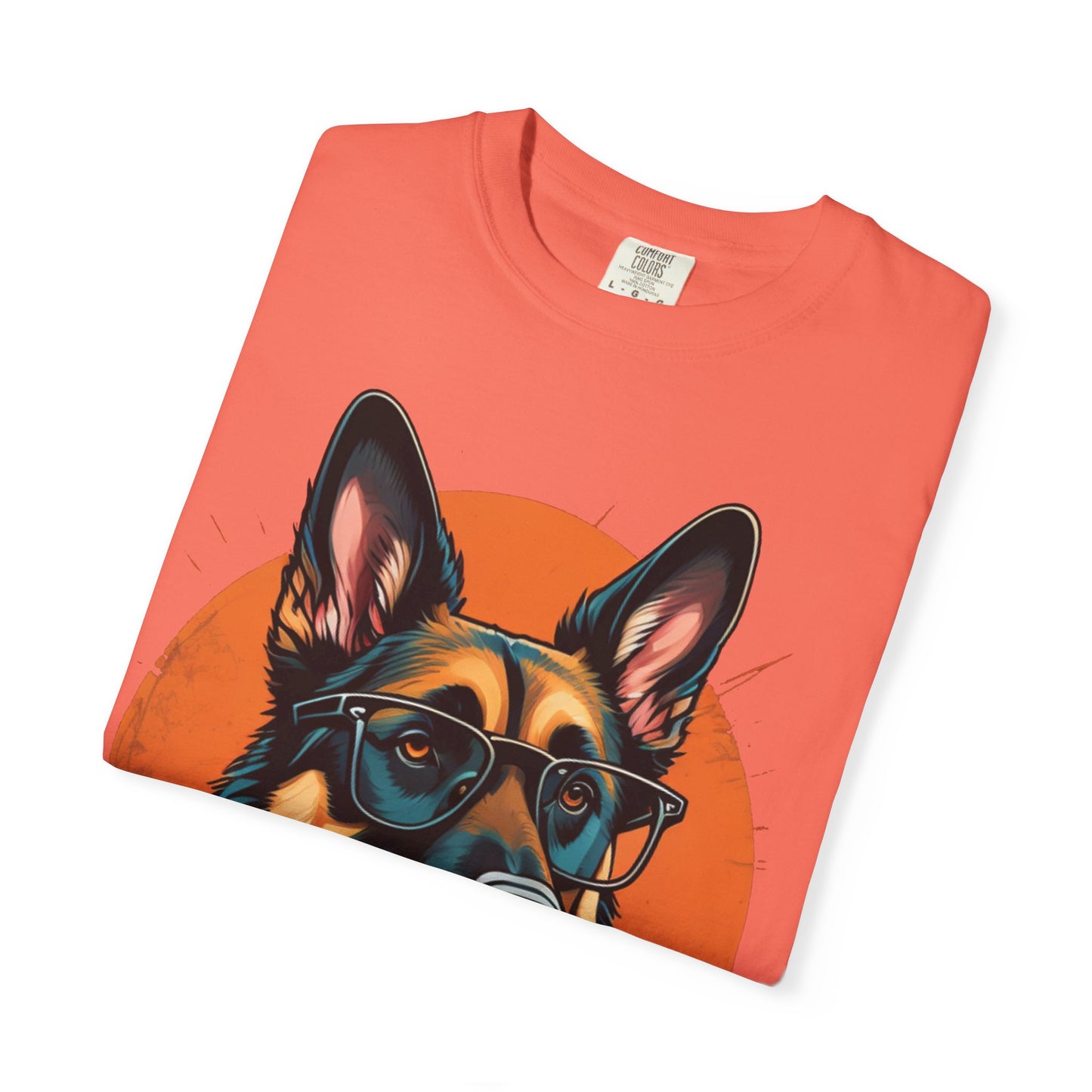 German Shepherd Coffee T-Shirt — Cool Dog Graphic Tee with Sunglasses & Mug