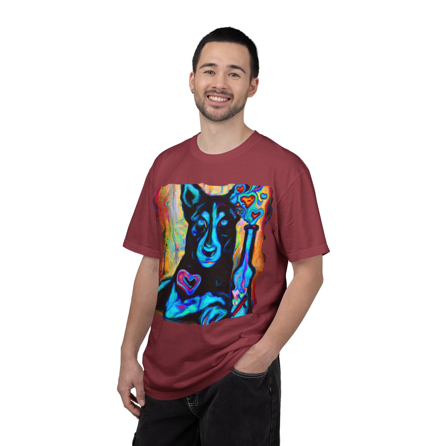 Colorful Husky Art T-Shirt — Vibrant Neon Dog Portrait Tee