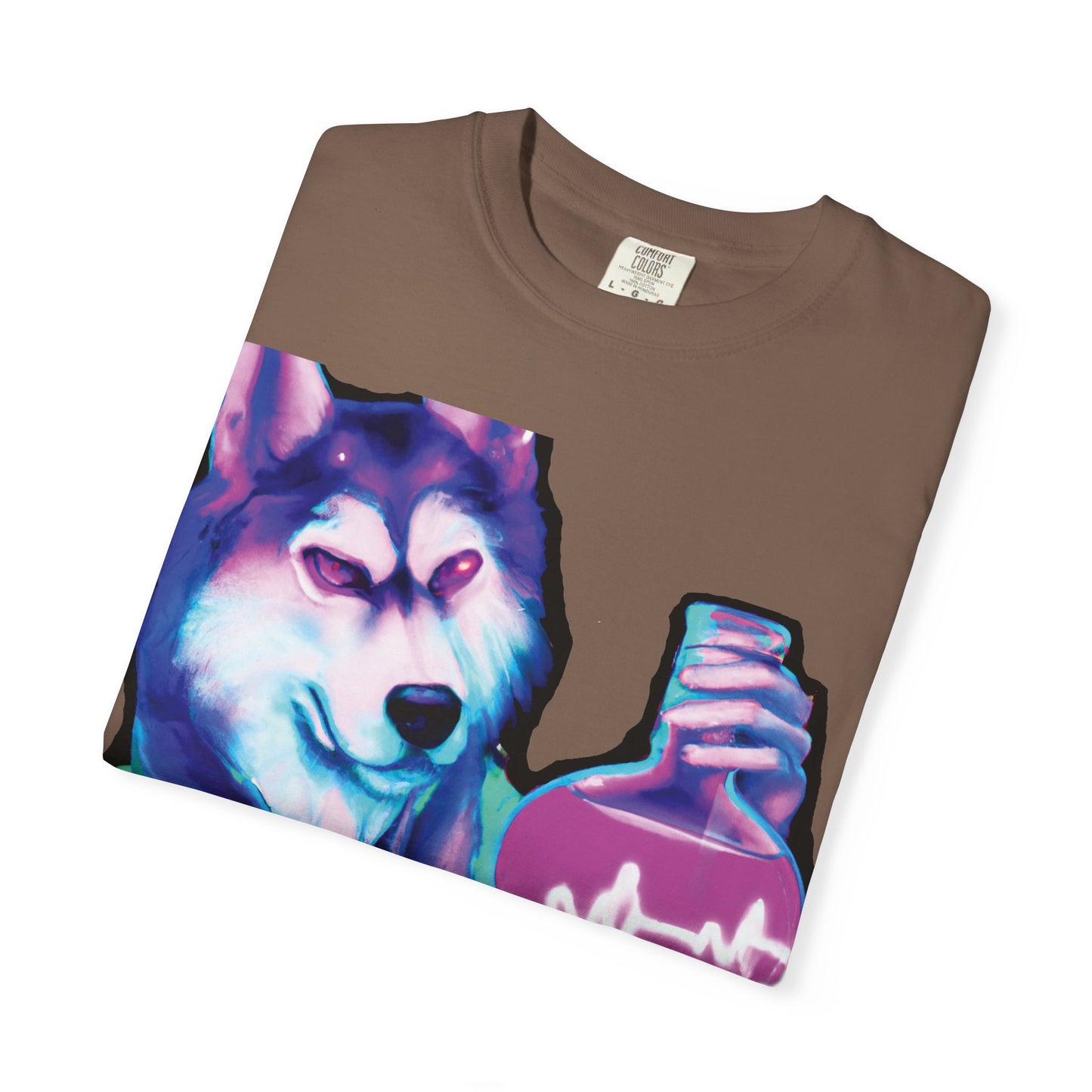 Husky Chemist T-Shirt — Neon Vial Heartbeat Graphic Tee