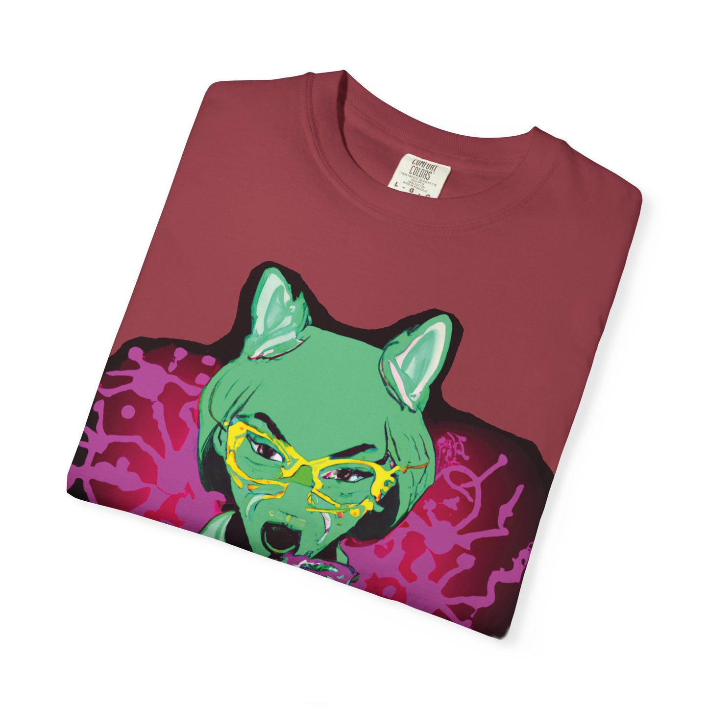 Psychedelic Fox Chemist T-Shirt — Green Fox with Beaker Graphic