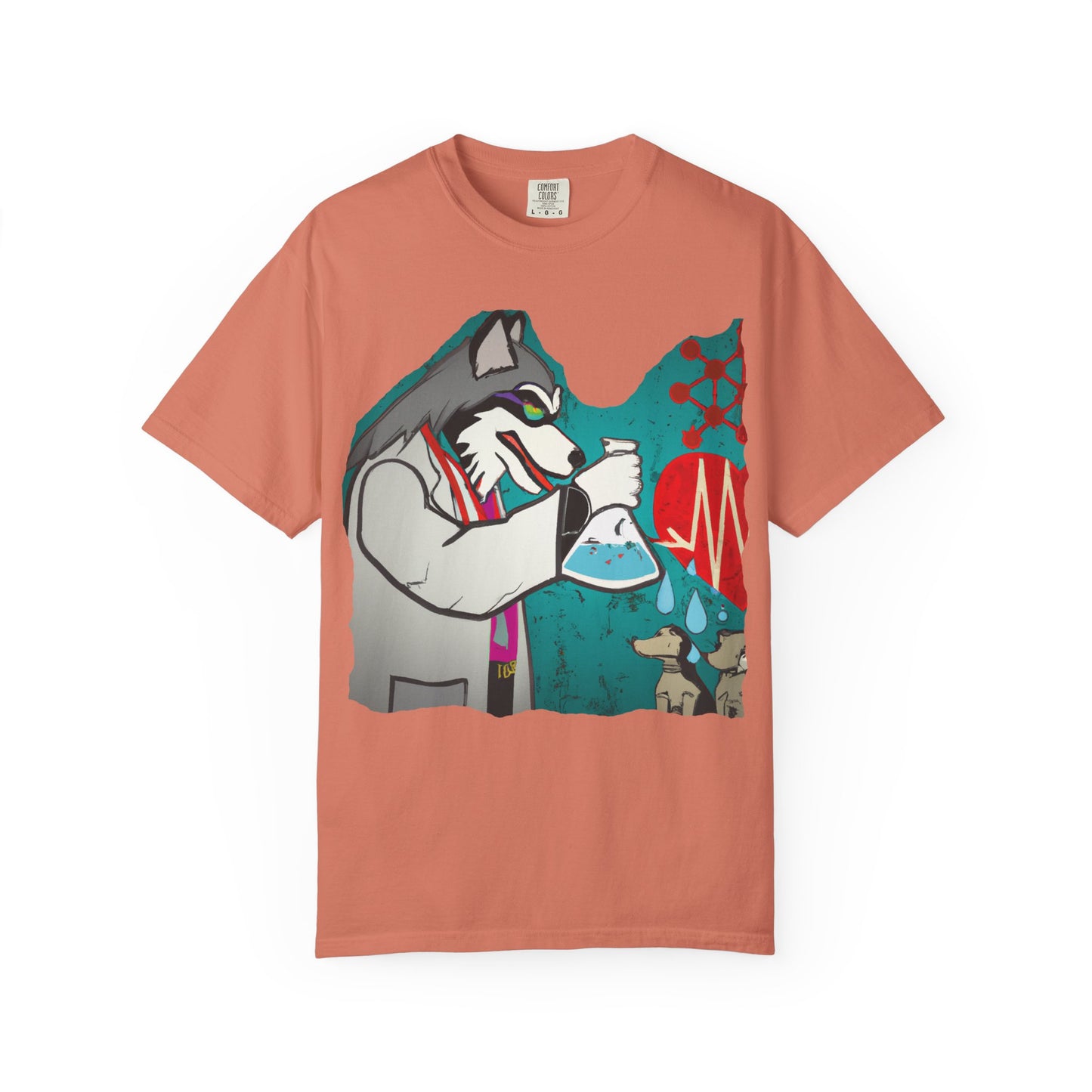 Scientist Wolf Graphic T-Shirt — 'PLUROUT.com' Back Print