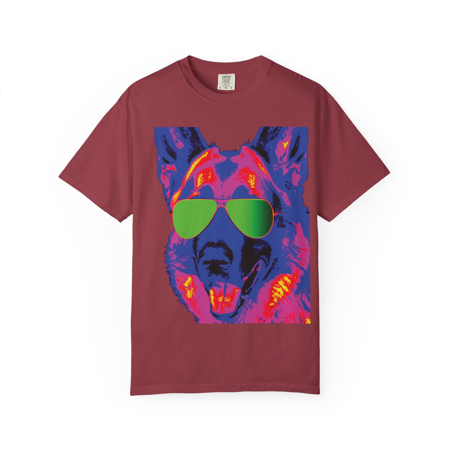 Cool Neon German Shepherd T-Shirt with Sunglasses – Retro Pop Art Dog Tee